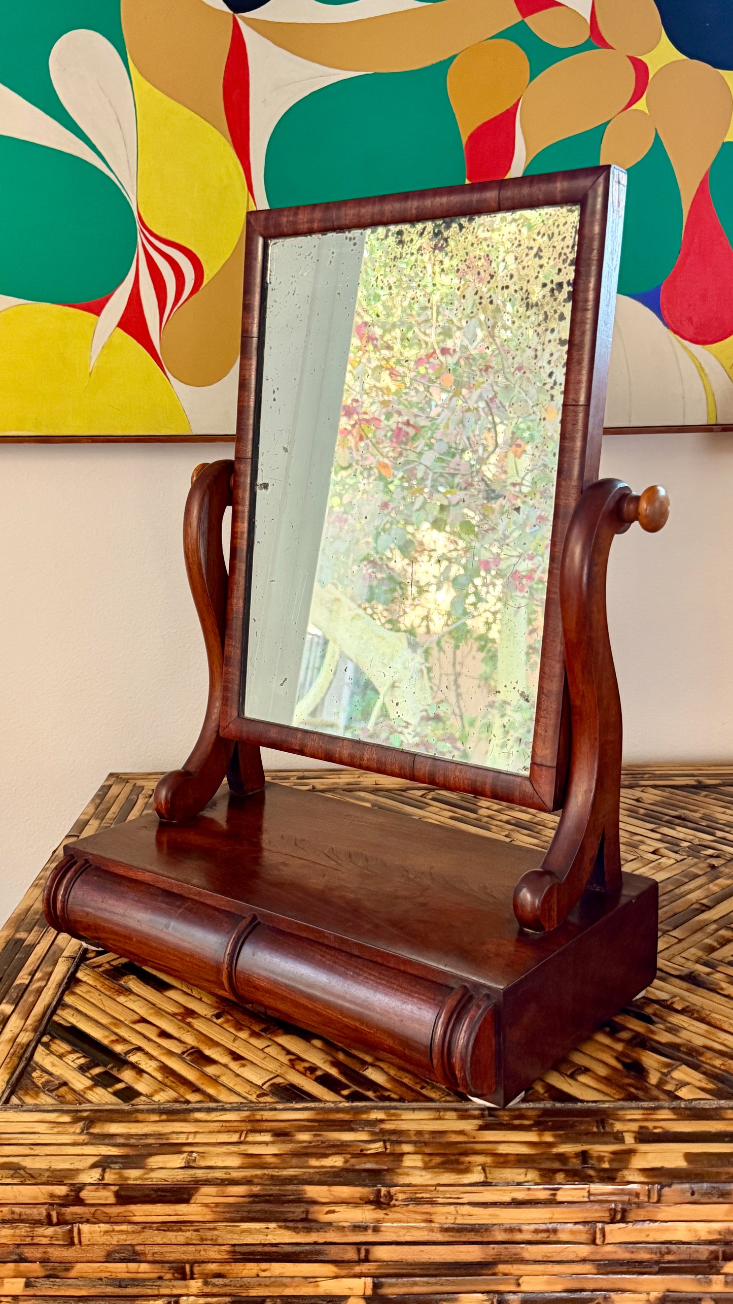Flame Mahogany Dressing Mirror with Drawers