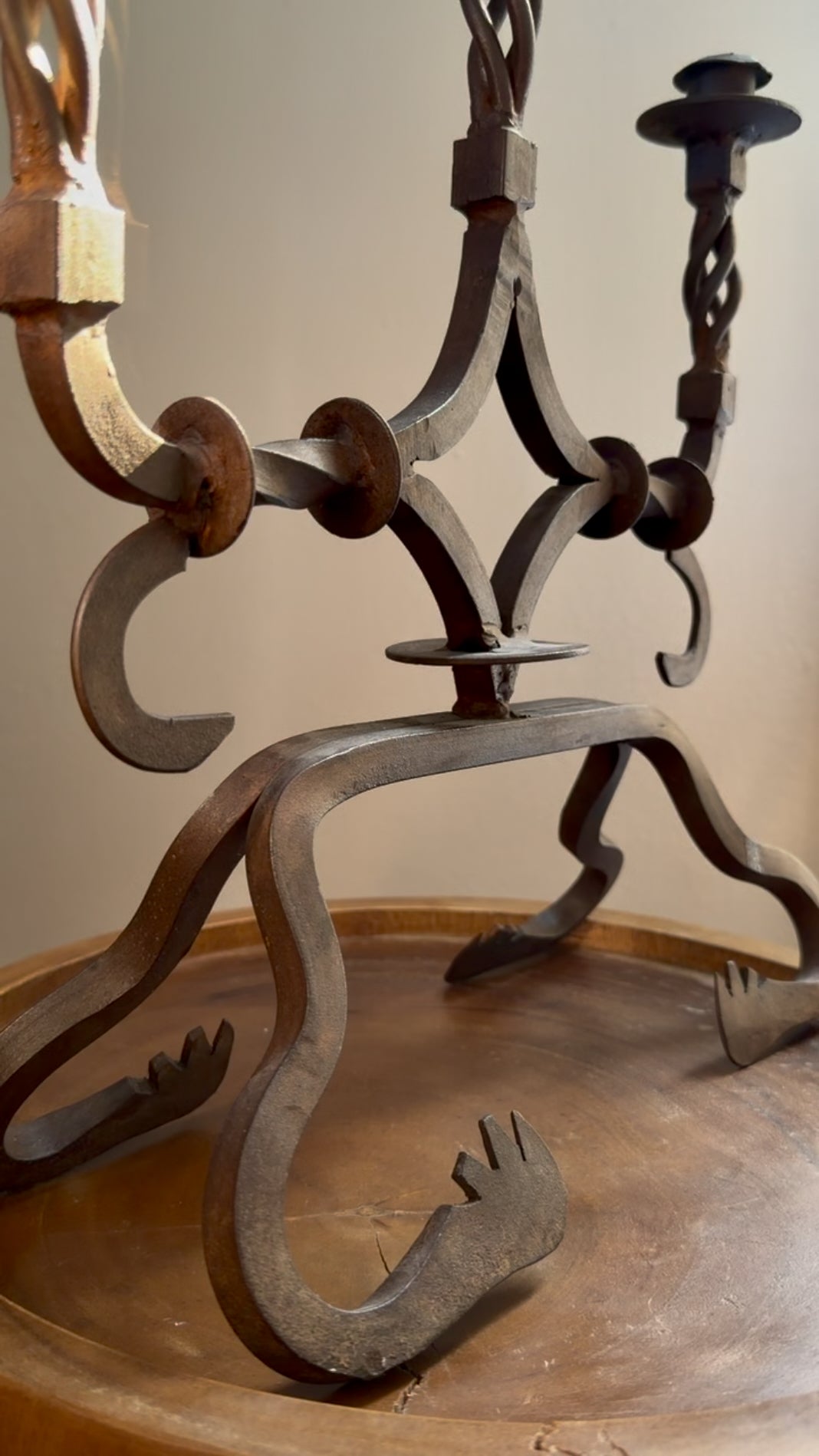 Spanish Gothic Iron Candelabra with Cloven Feet