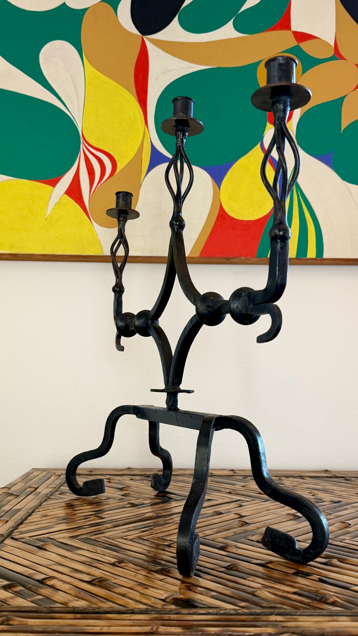 Spanish Gothic Hand-Forged Iron Candelabra