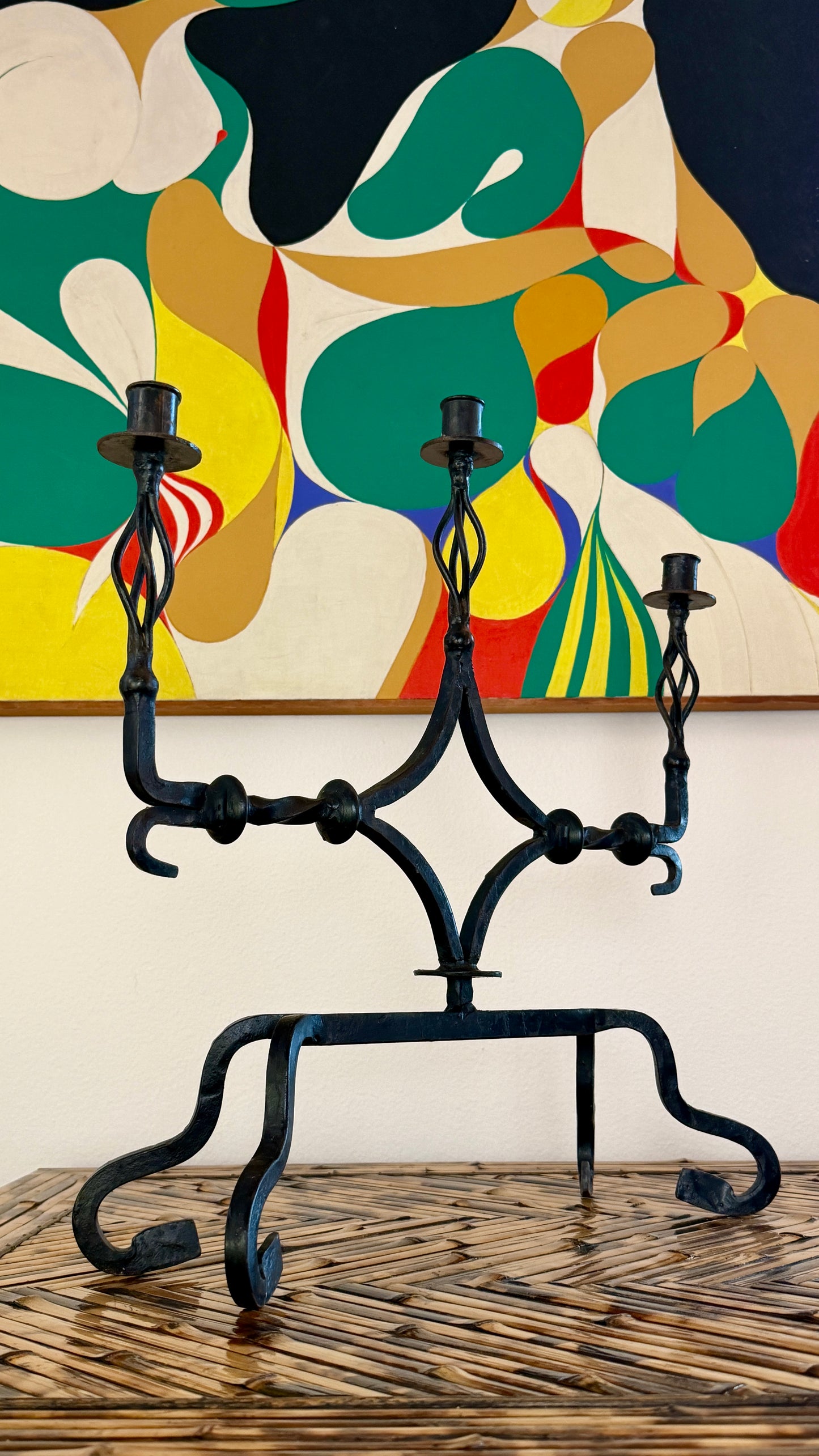 Spanish Gothic Hand-Forged Iron Candelabra