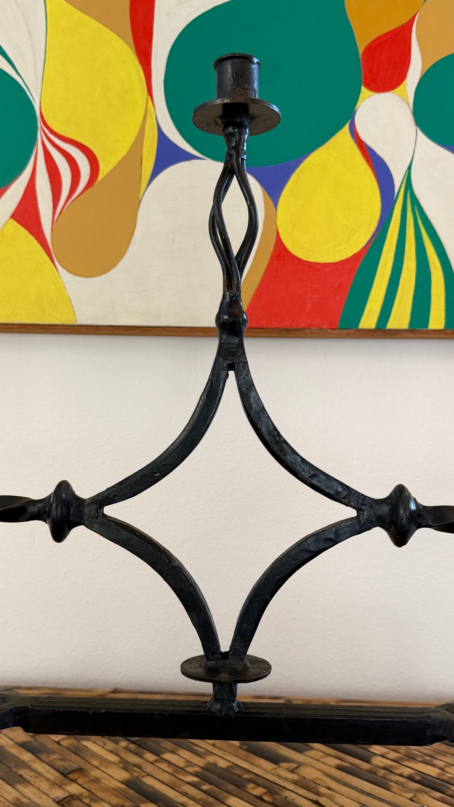 Spanish Gothic Hand-Forged Iron Candelabra