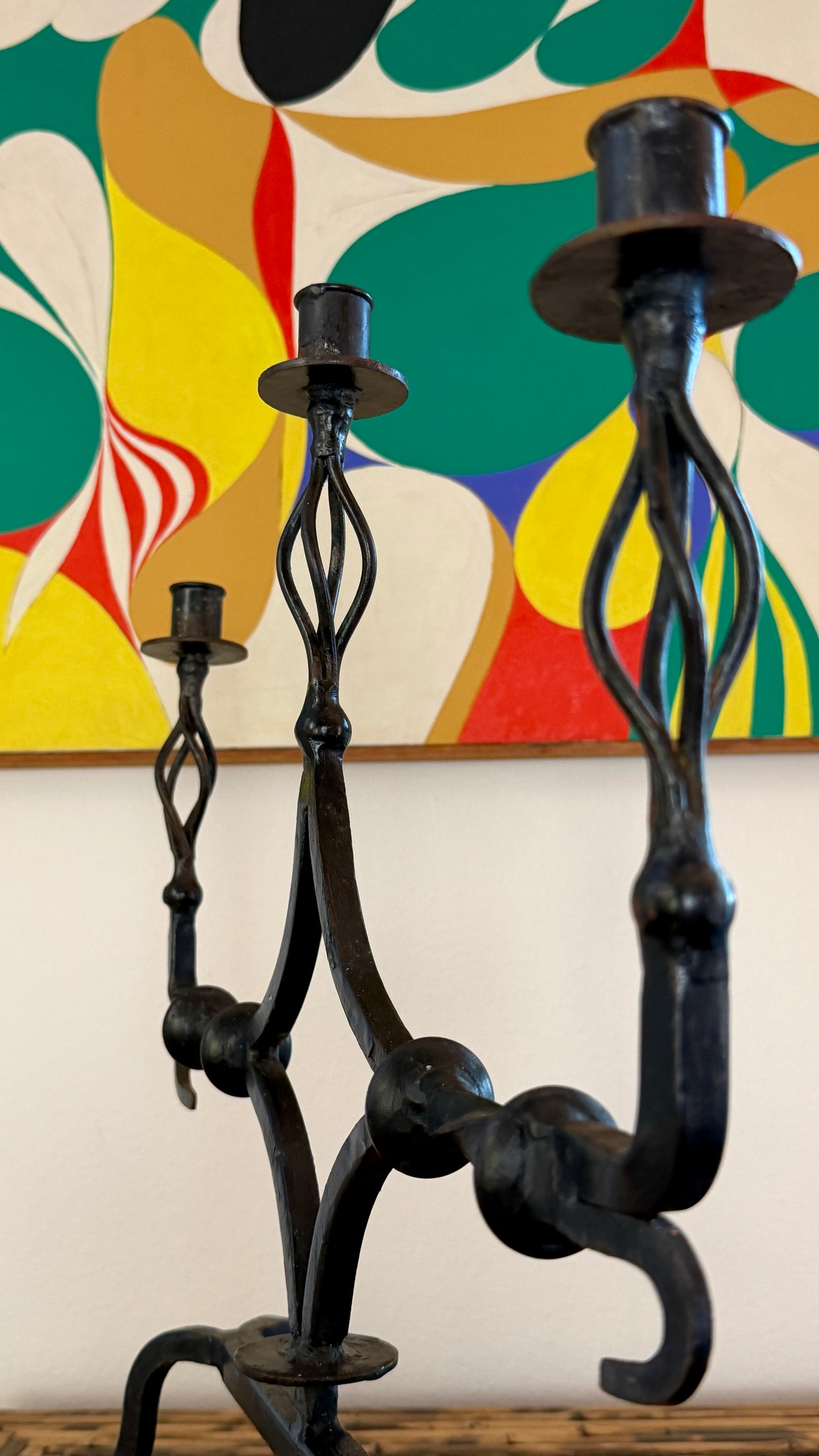 Spanish Gothic Hand-Forged Iron Candelabra
