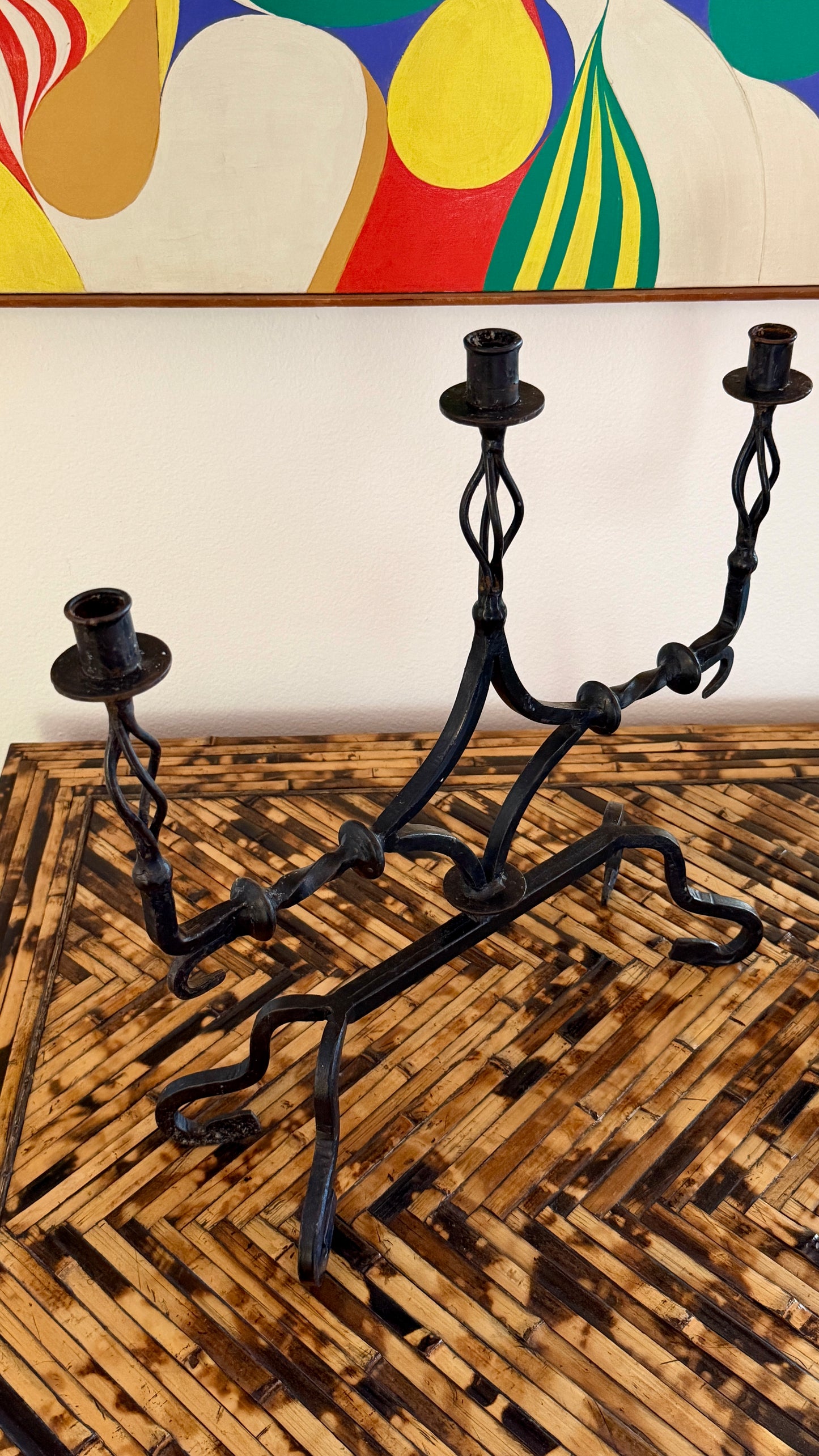 Spanish Gothic Hand-Forged Iron Candelabra
