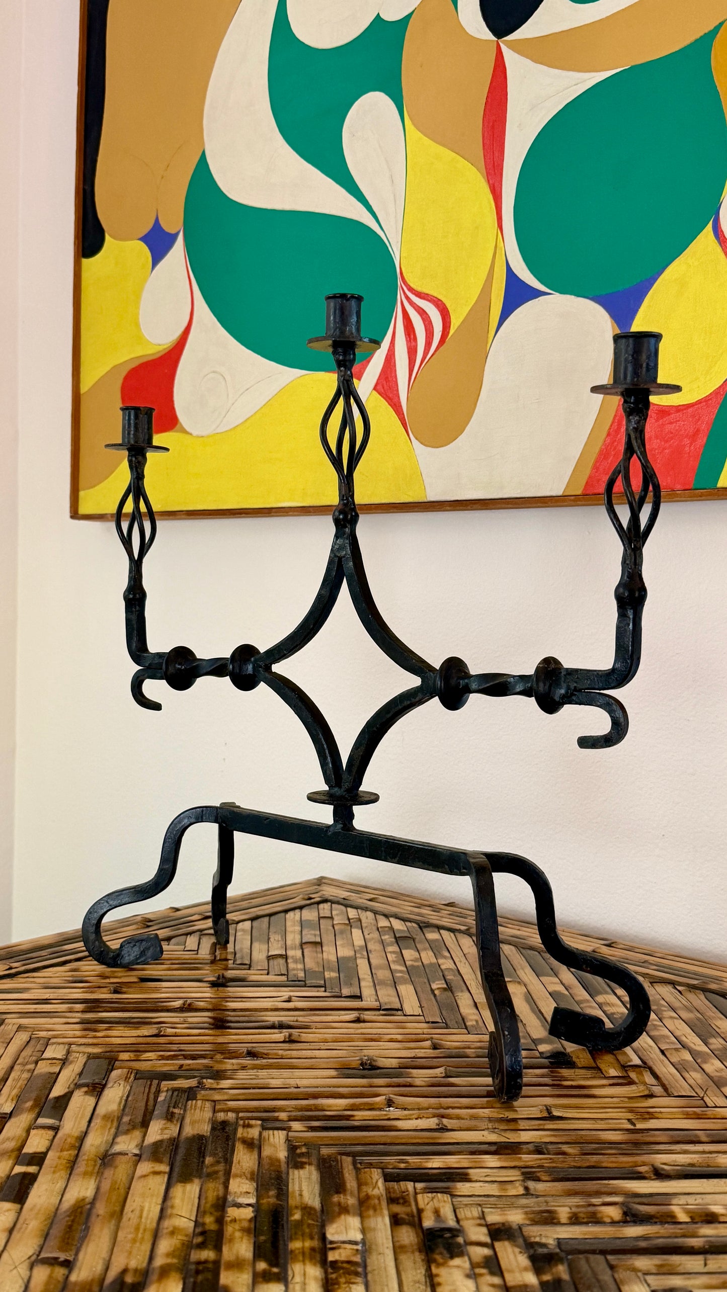 Spanish Gothic Hand-Forged Iron Candelabra