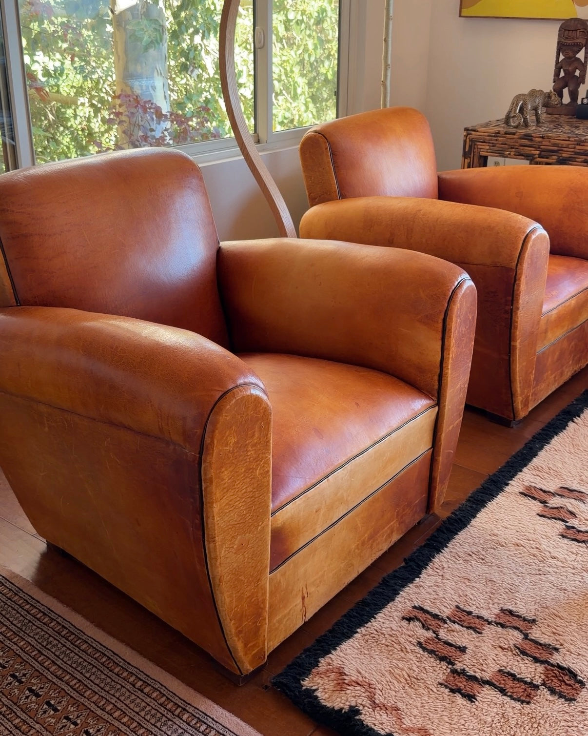 Pair of French Leather Club Chairs • c. 1940s