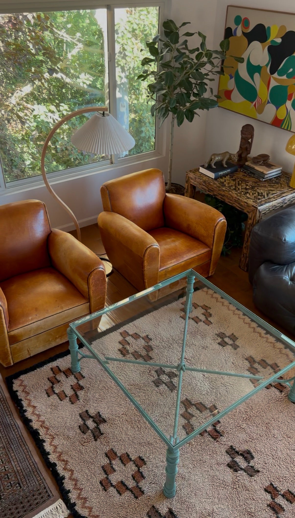 Pair of French Leather Club Chairs • c. 1940s