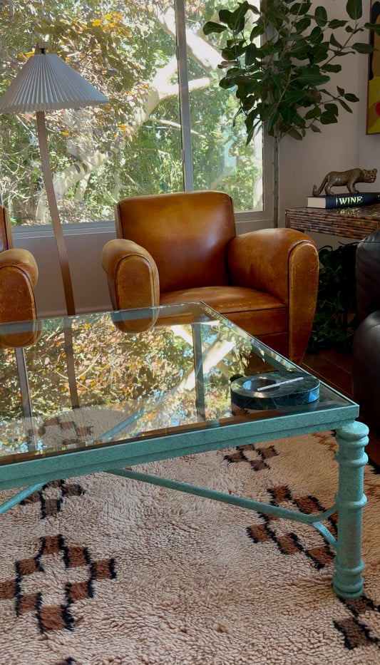Green Verdigris & Glass Coffee Table — In the Manner of Diego Giacometti