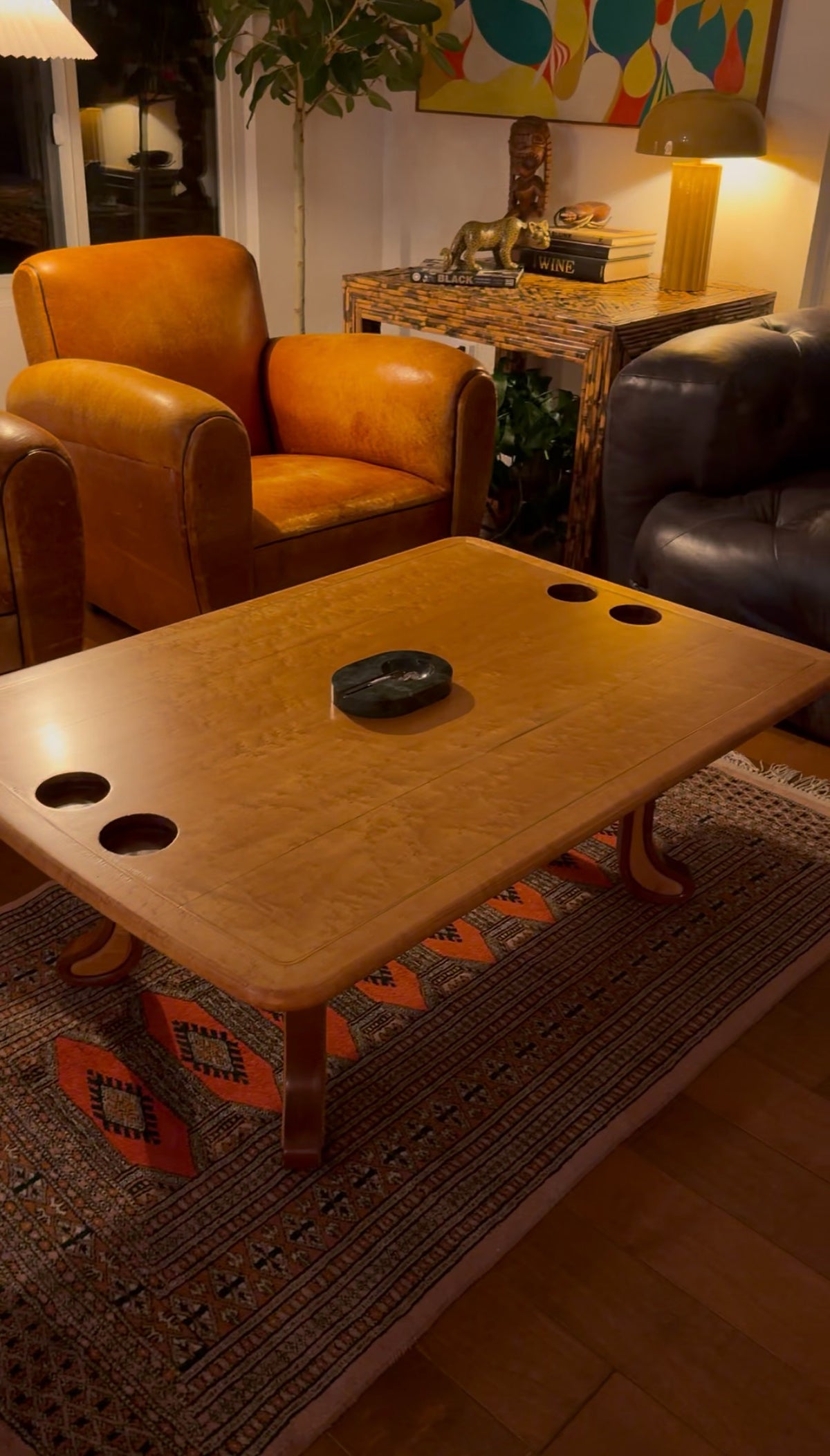 Underside of the studio craft table showing pencil drafting marks left by the maker