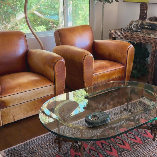 Video detail of the hand-forged ironwork on the coffee table base