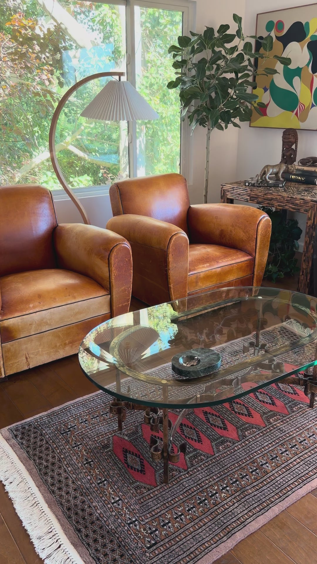 Video detail of the hand-forged ironwork on the coffee table base