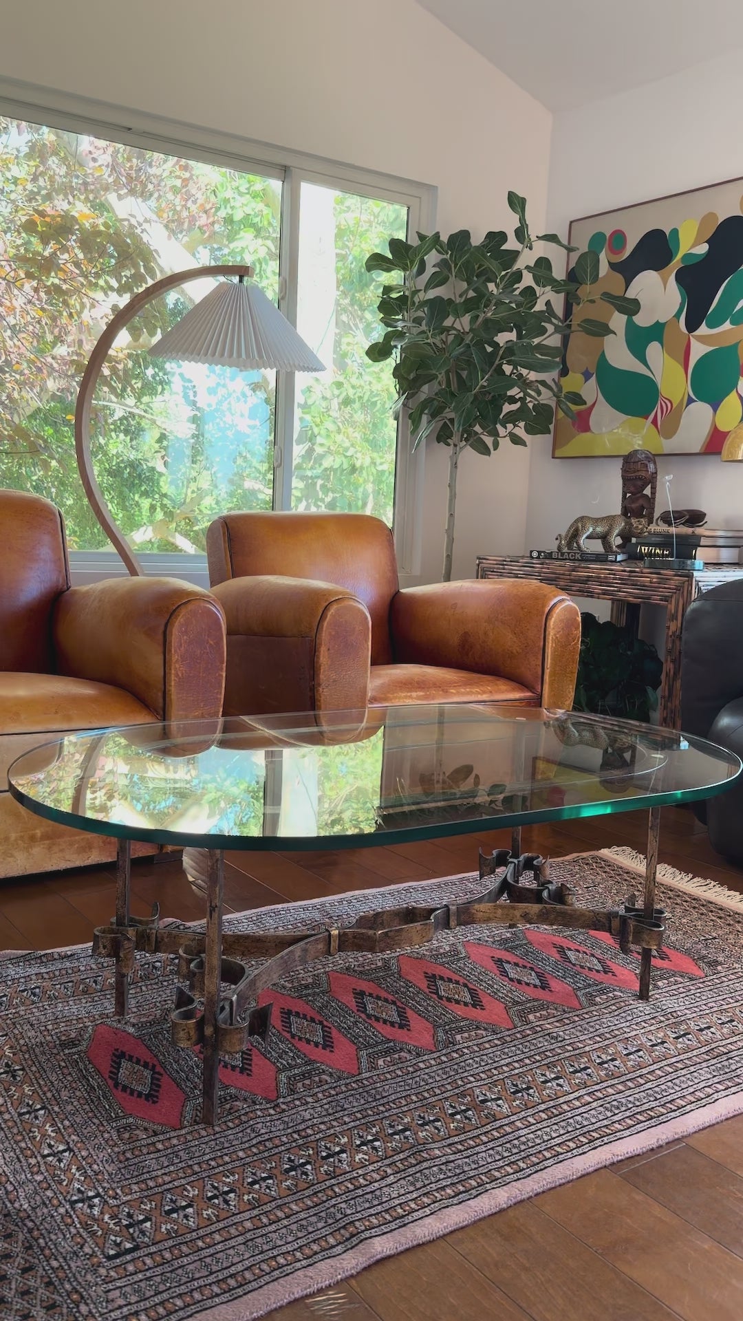 Video of the Italian gilt iron and glass coffee table from multiple angles