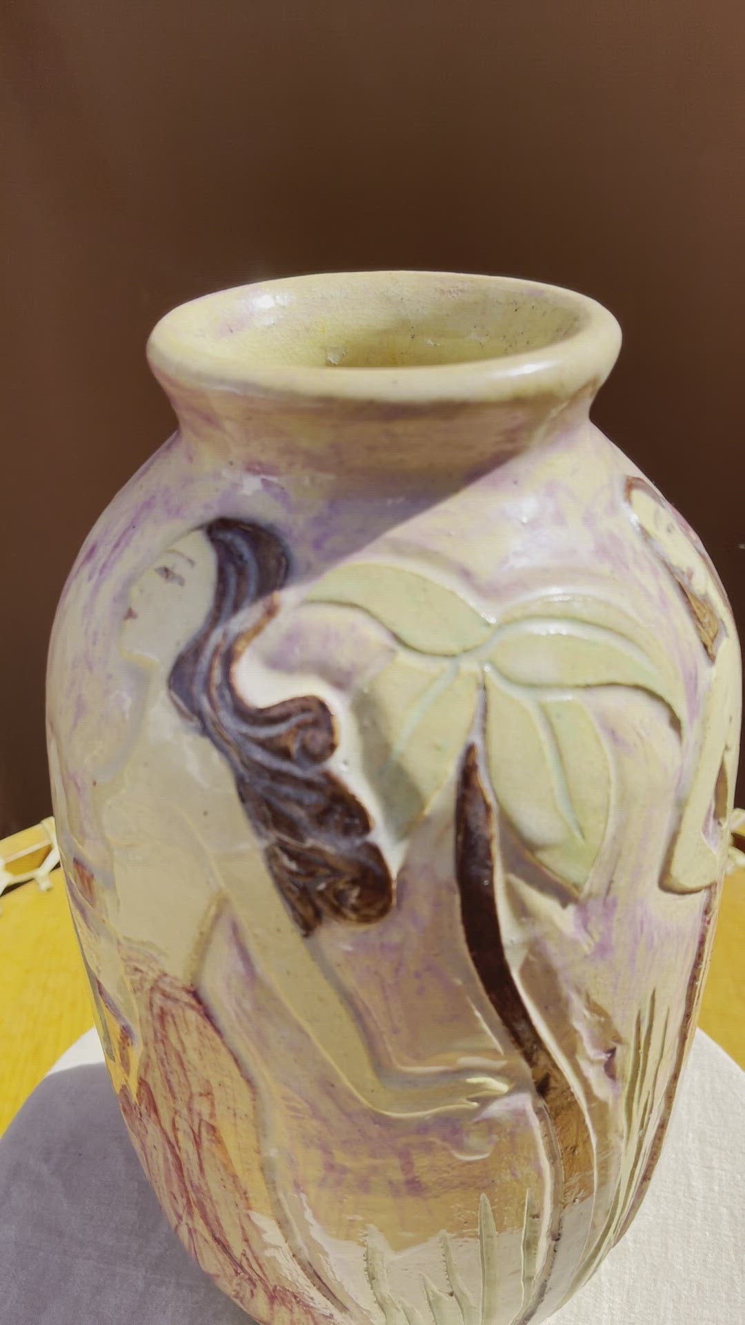 Vintage Nude Palm Ceramic Vase • Handmade and Hand-painted Pottery