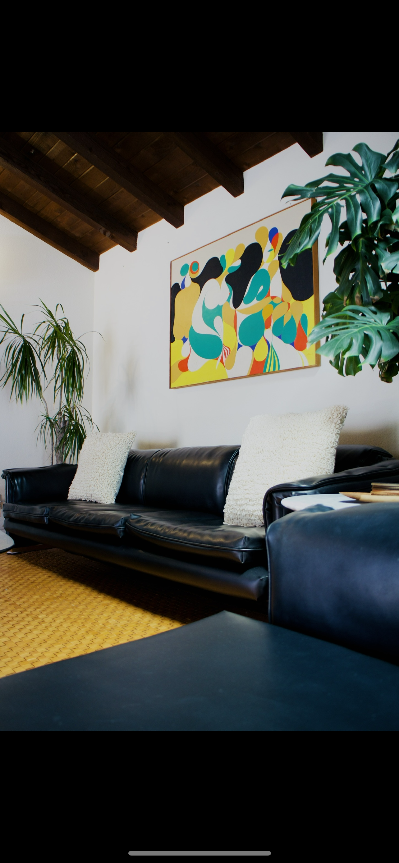 Mid Century Custom Built Black Sofa & Lounge Chair Set