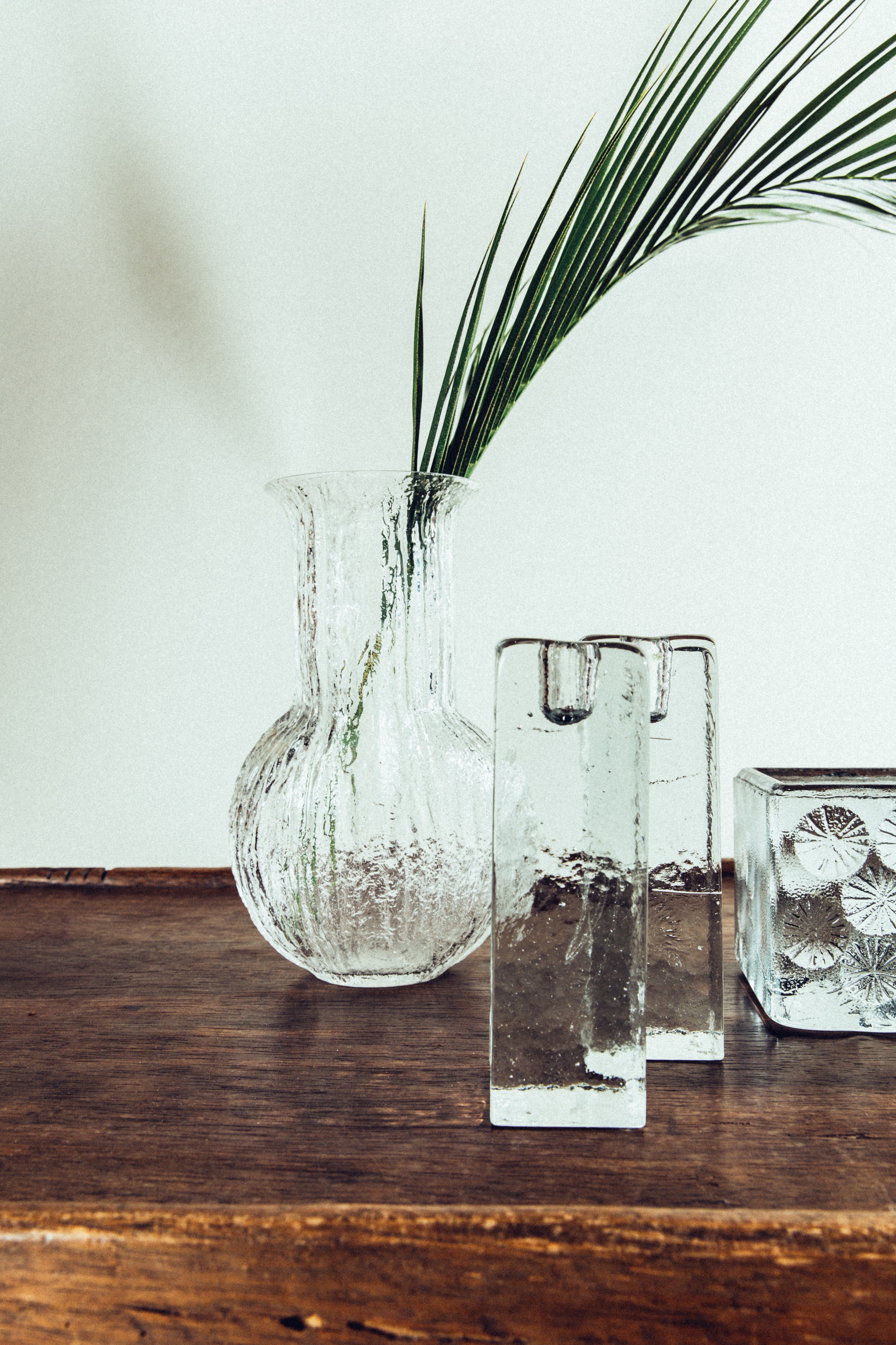 Etched Sculptural Glass Vase LARGE • Vintage