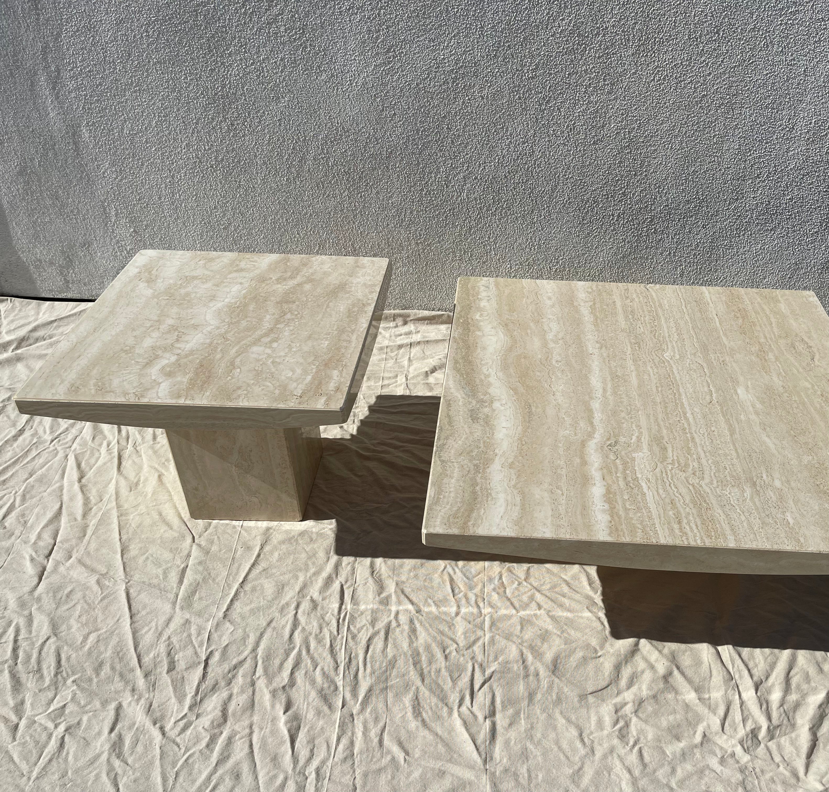 Vintage Italian Travertine End Table