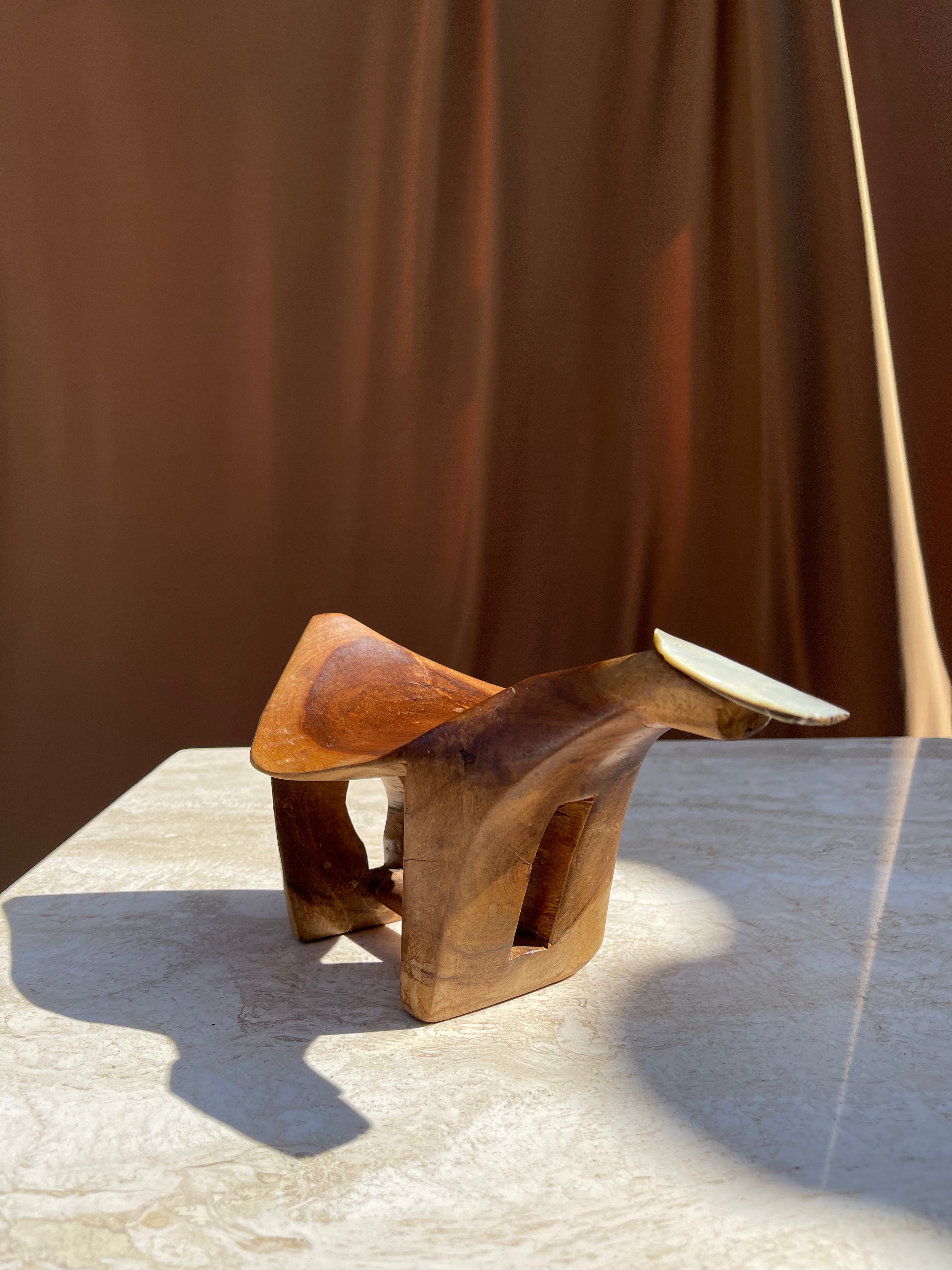 Vintage Tongan Coconut Cutter • Teak & Seashell