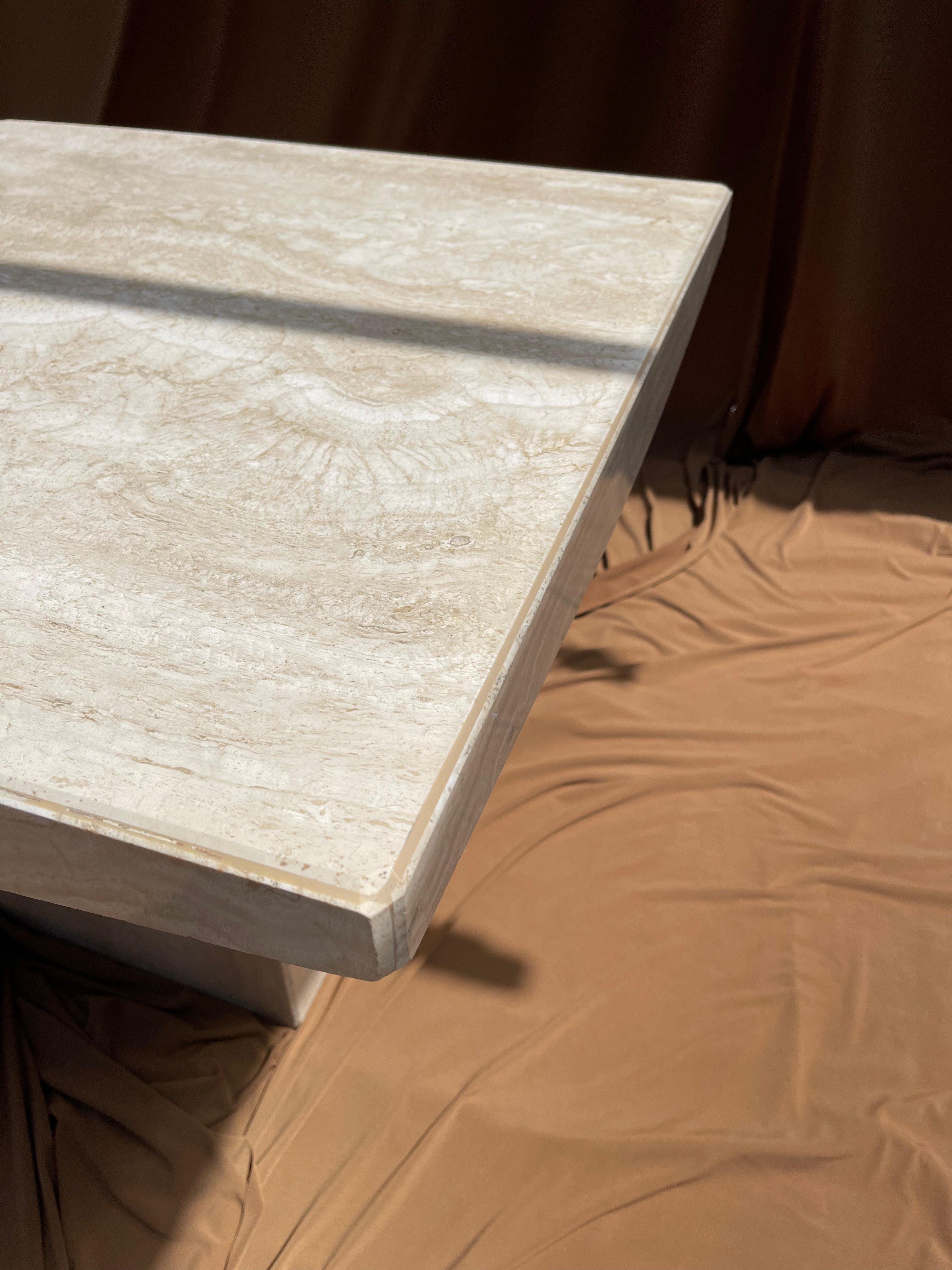 Vintage Italian Travertine End Table