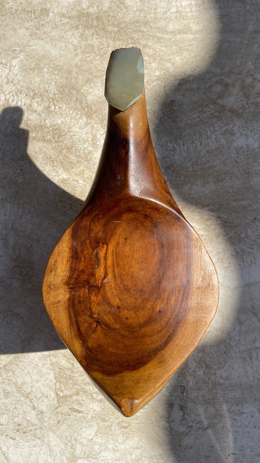 Vintage Tongan Coconut Cutter • Teak & Seashell