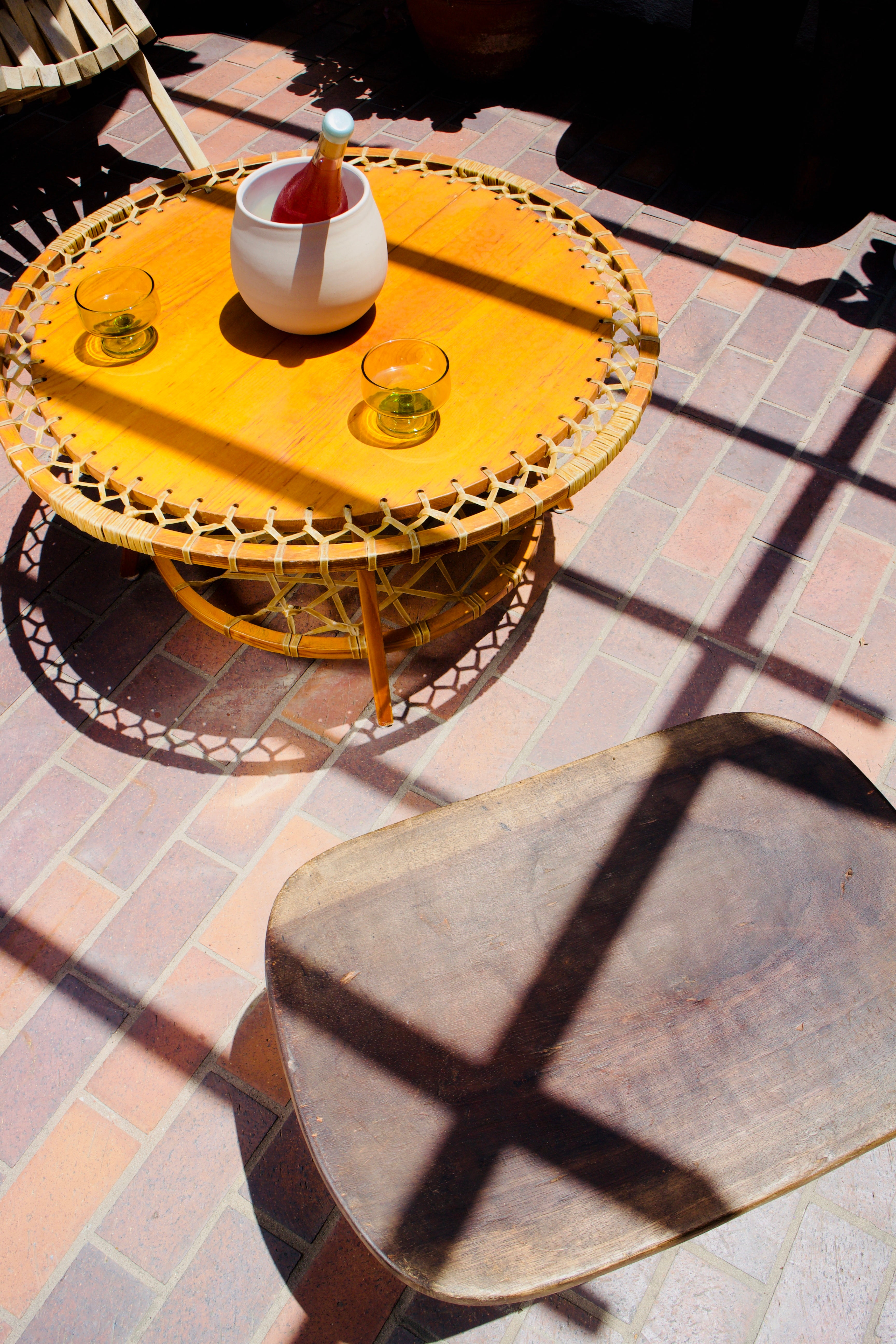 Snocraft Snowshoe Coffee Table 1970s, Oak and Rawhide