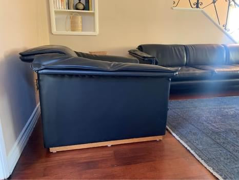 Mid Century Custom Built Black Sofa & Lounge Chair Set