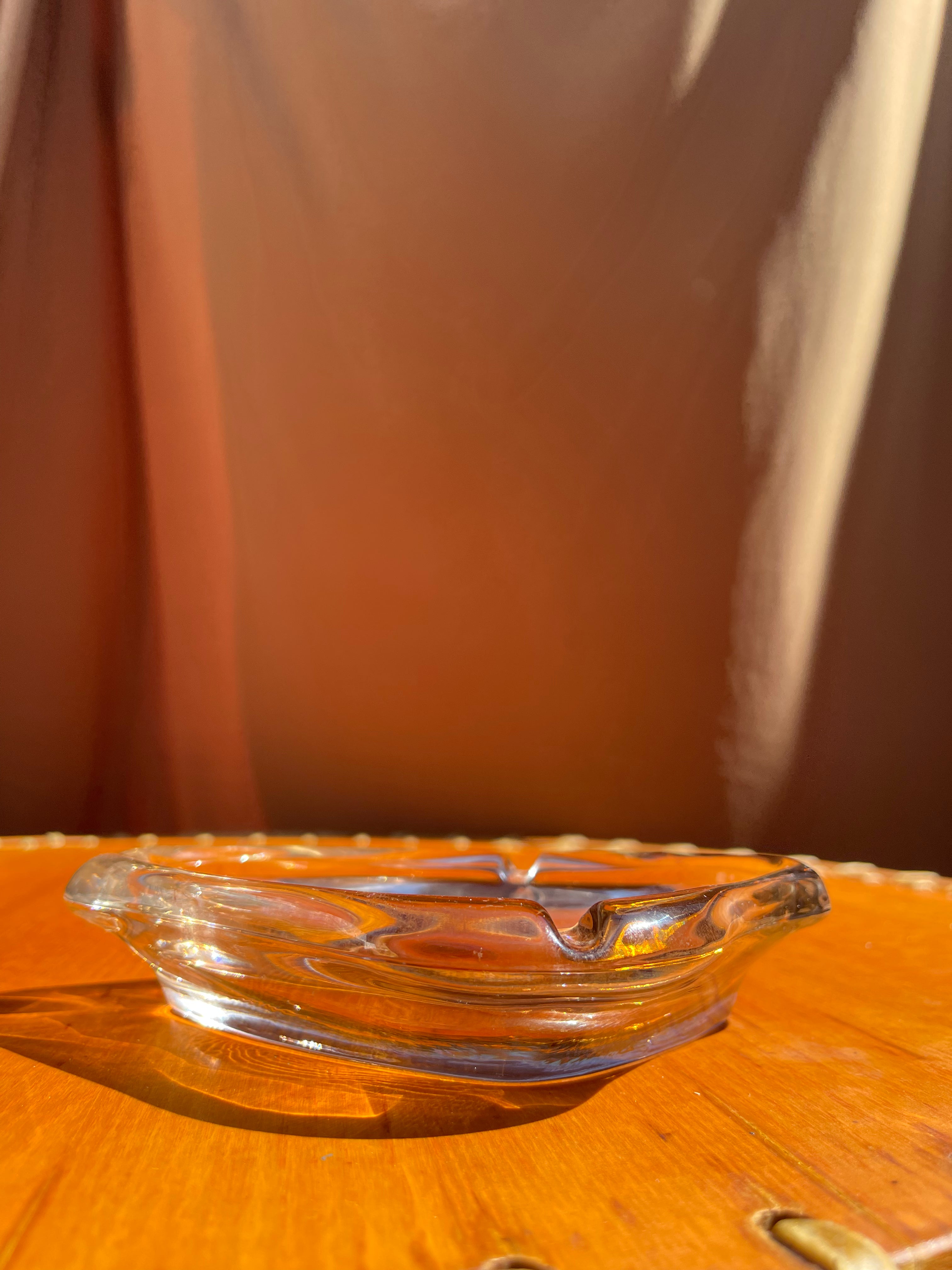 Anchor Hocking Lustre Glass Ashtray • Swedish Vintage 1970 • Brown