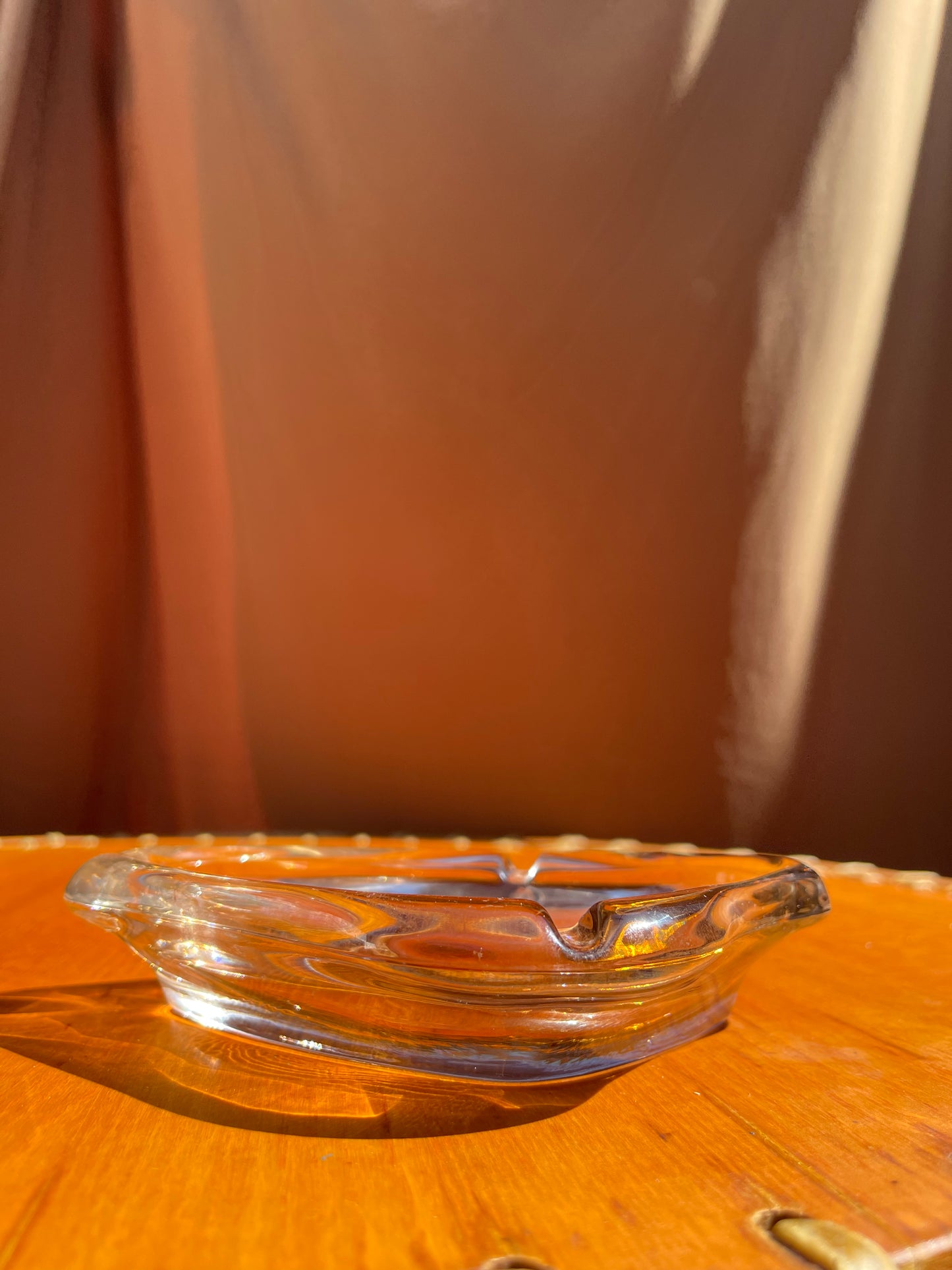 Anchor Hocking Lustre Glass Ashtray • Swedish Vintage 1970 • Brown