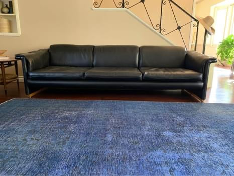 Mid Century Custom Built Black Sofa & Lounge Chair Set