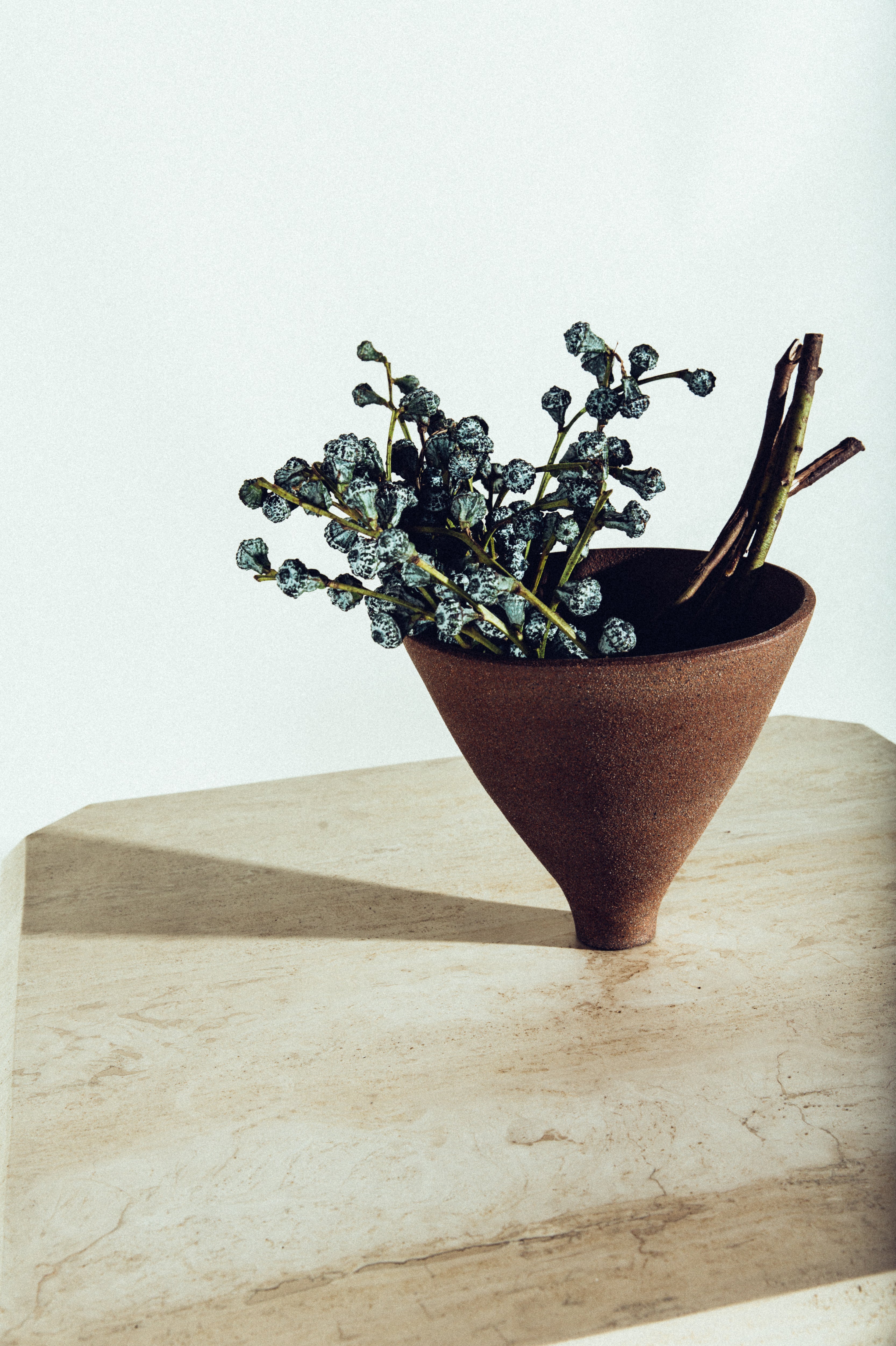 Travertine Sculptural Cube/Pedestal⁠ • Italian • Vintage