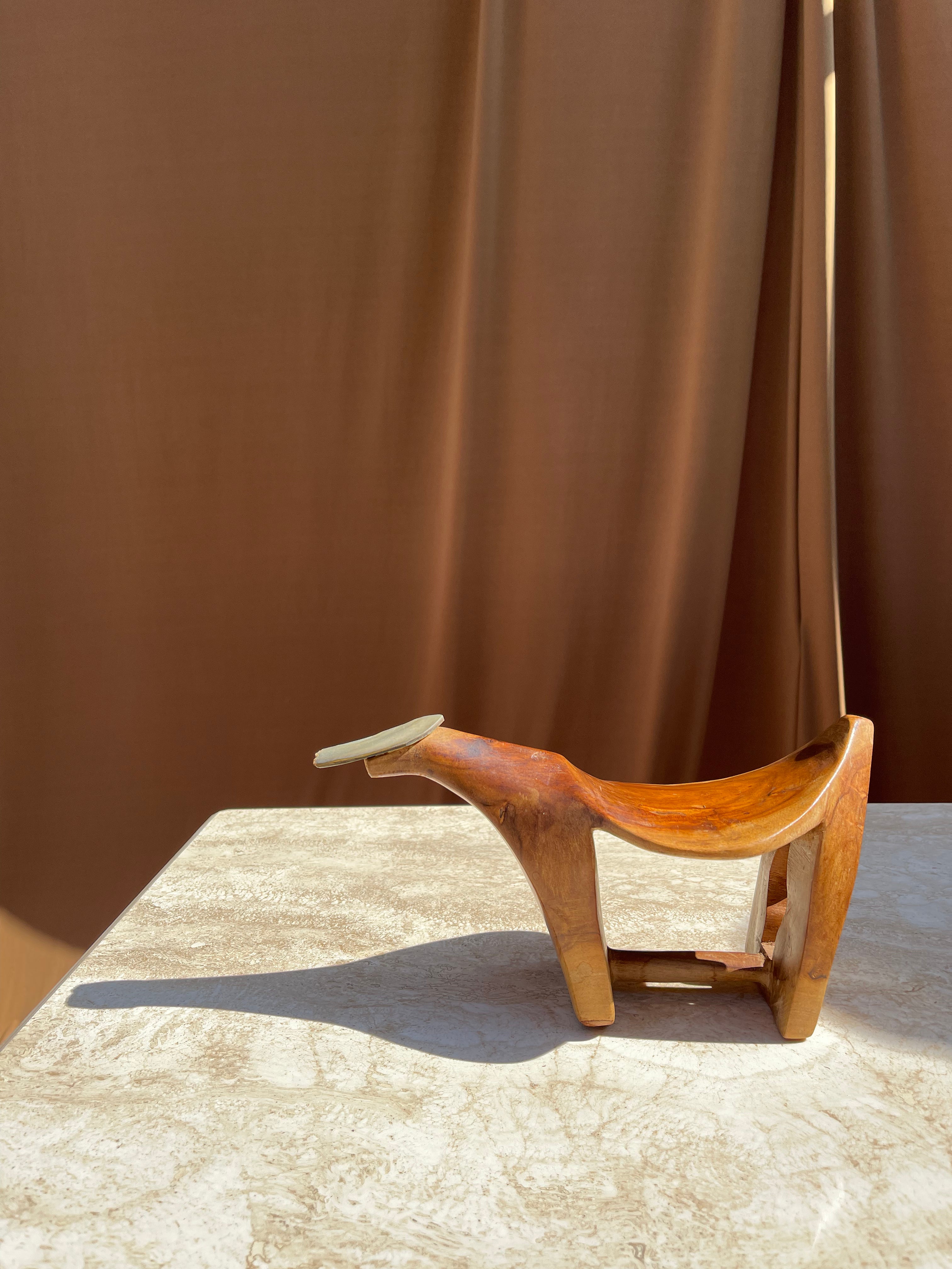 Vintage Tongan Coconut Cutter • Teak & Seashell