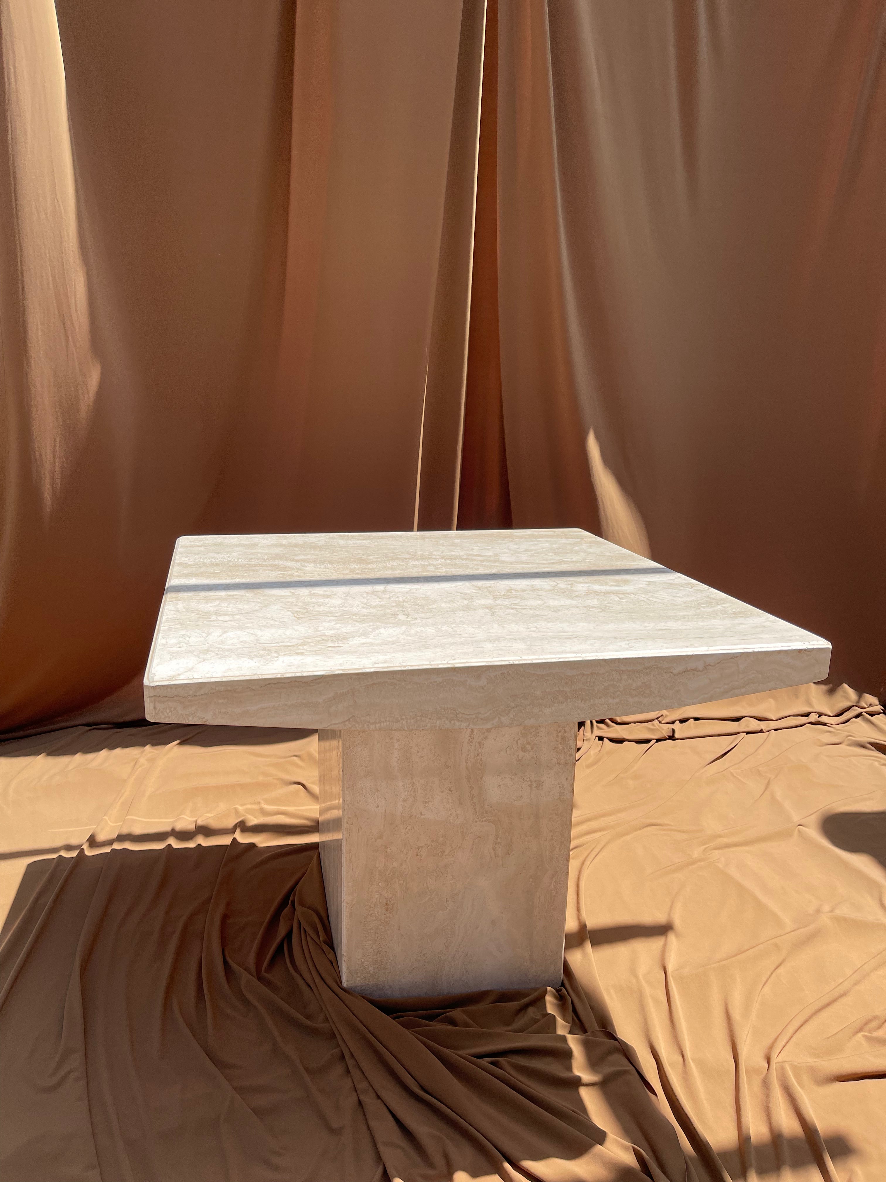 Vintage Italian Travertine End Table