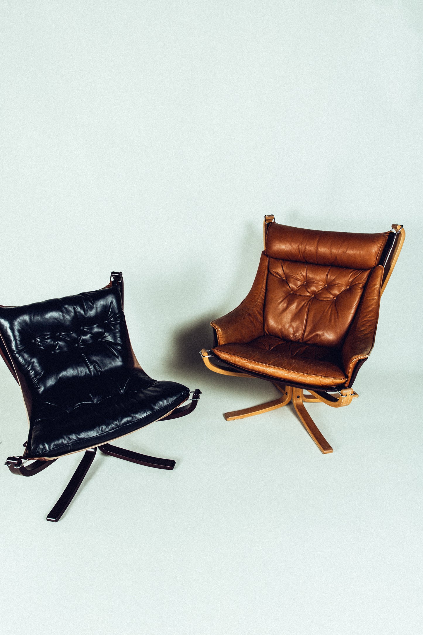 Falcon Chair and Ottoman Brown Leather • Norway c. 1971