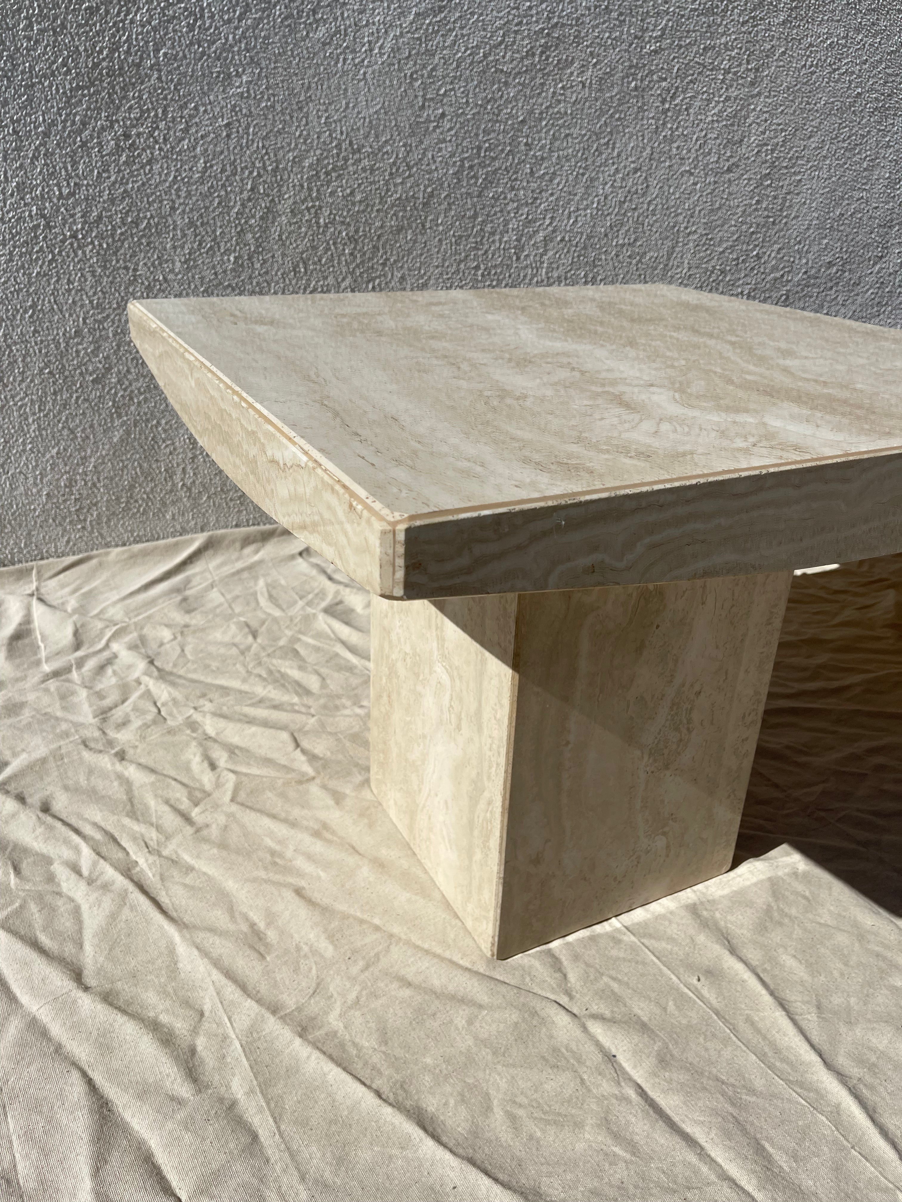 Vintage Italian Travertine End Table