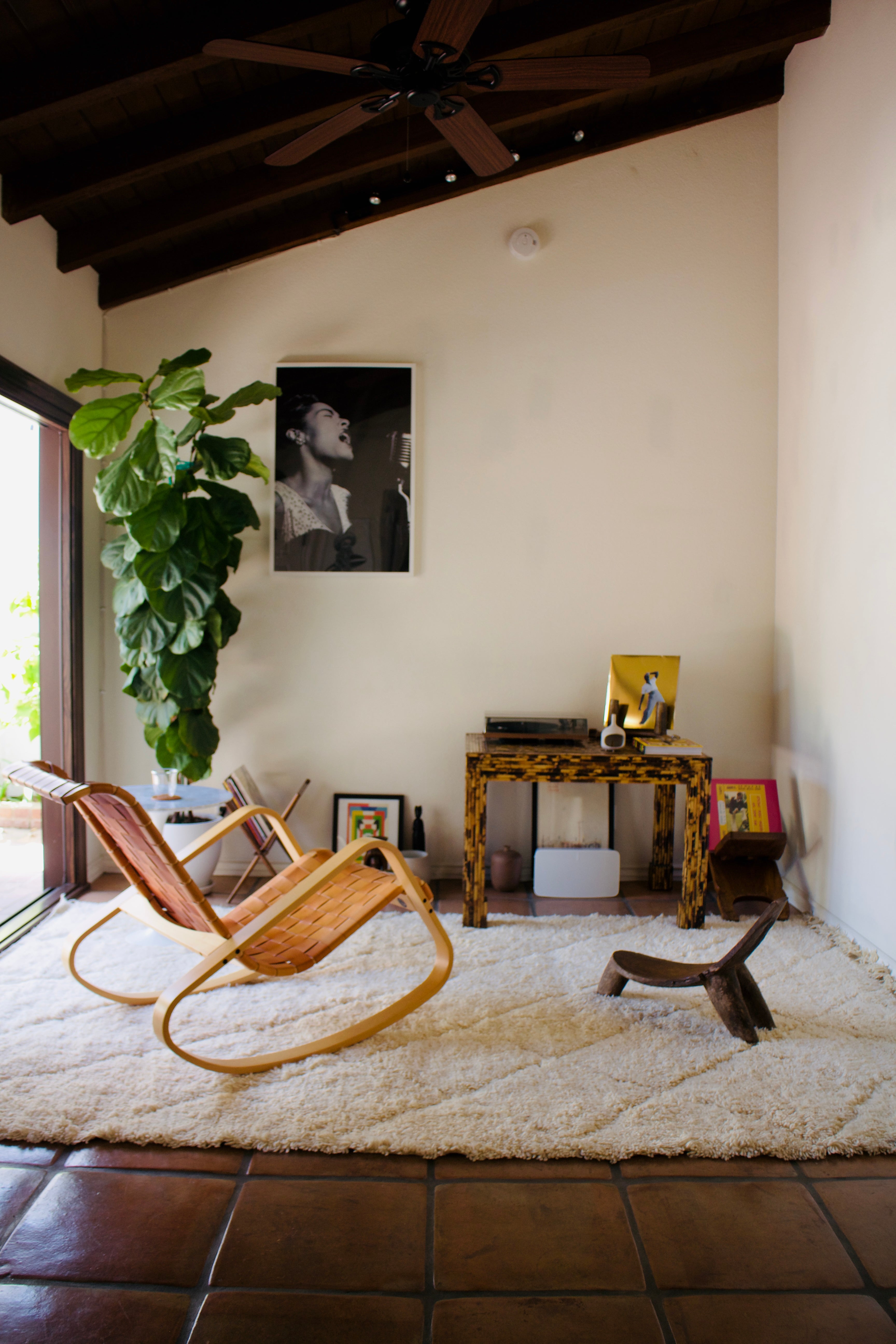 Luigi Crassevig ‘Dondolo’ Rocking Chair for Crassevig 1970, Bentwood & Woven Leather