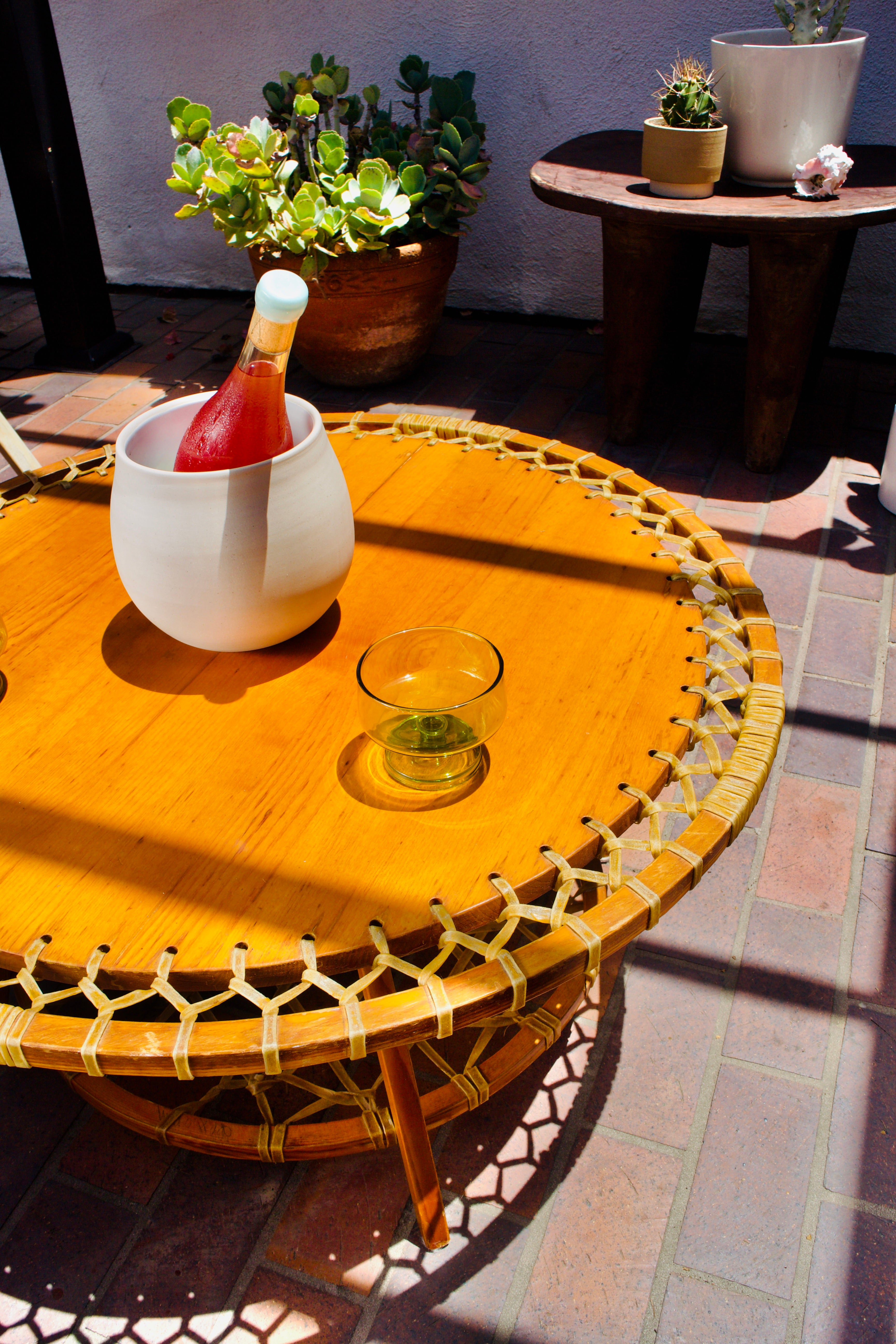 Snocraft Snowshoe Coffee Table 1970s, Oak and Rawhide