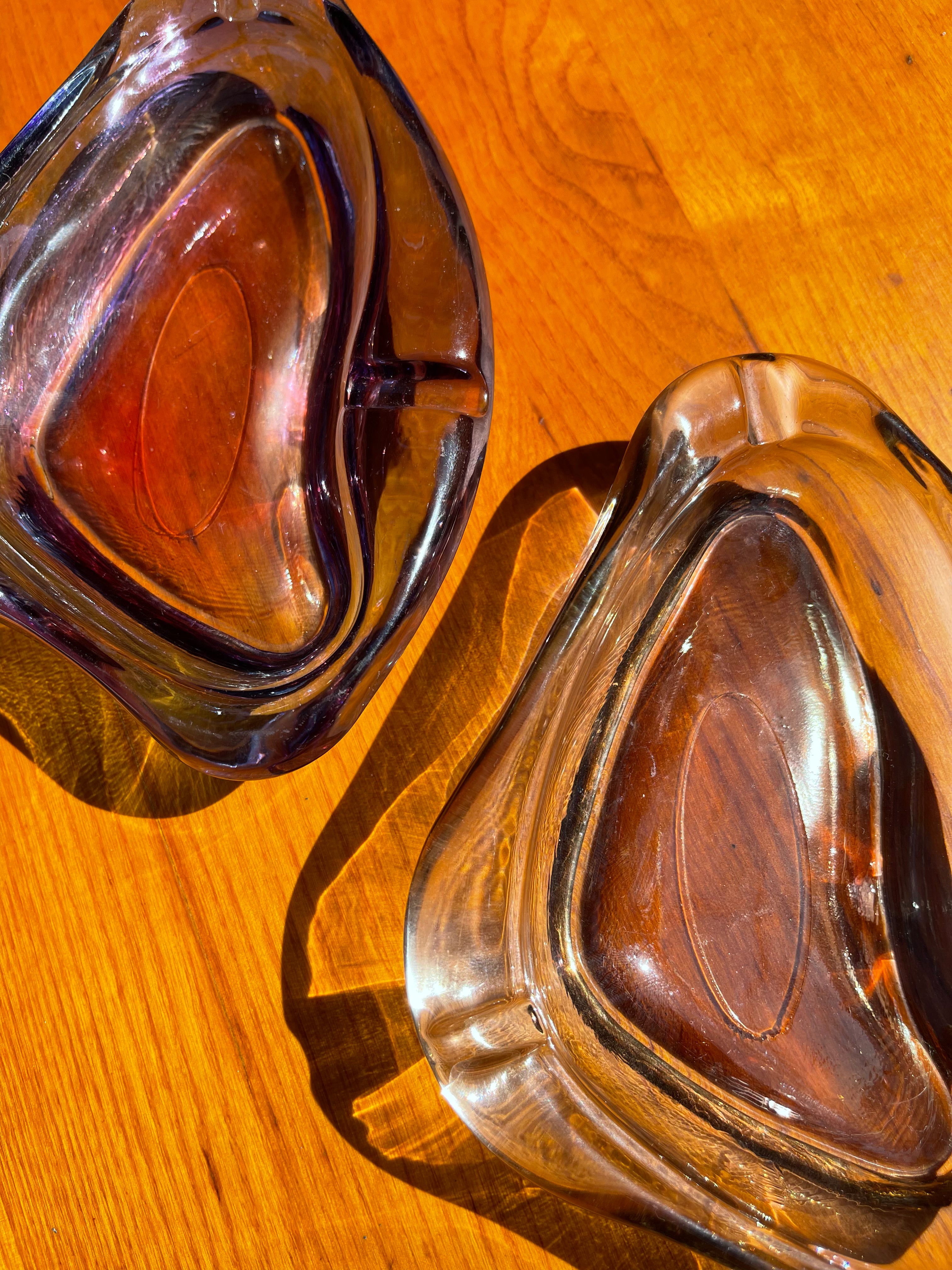 Anchor Hocking Lustre Glass Ashtray • Swedish Vintage 1970 • Brown