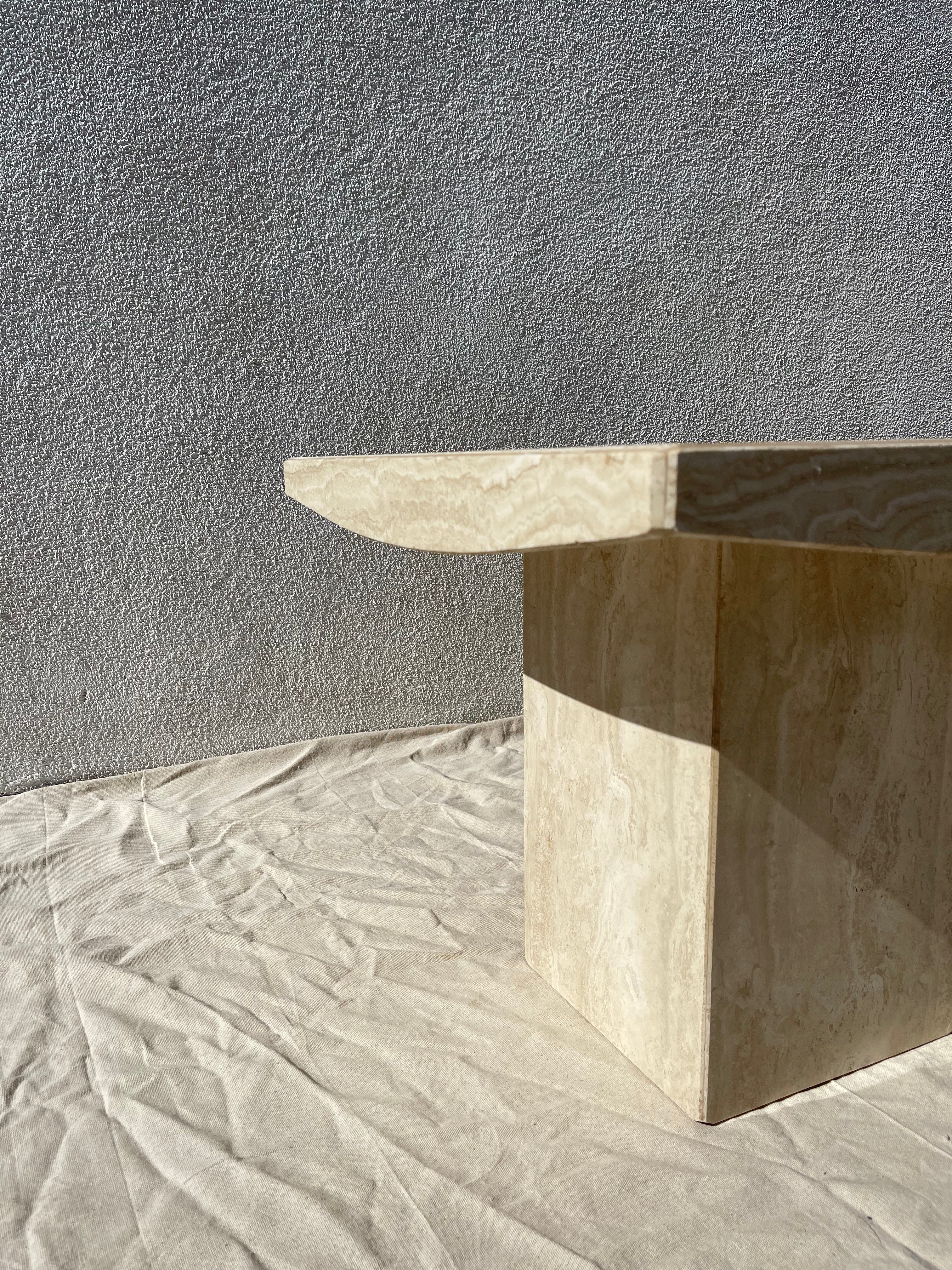 Vintage Italian Travertine End Table