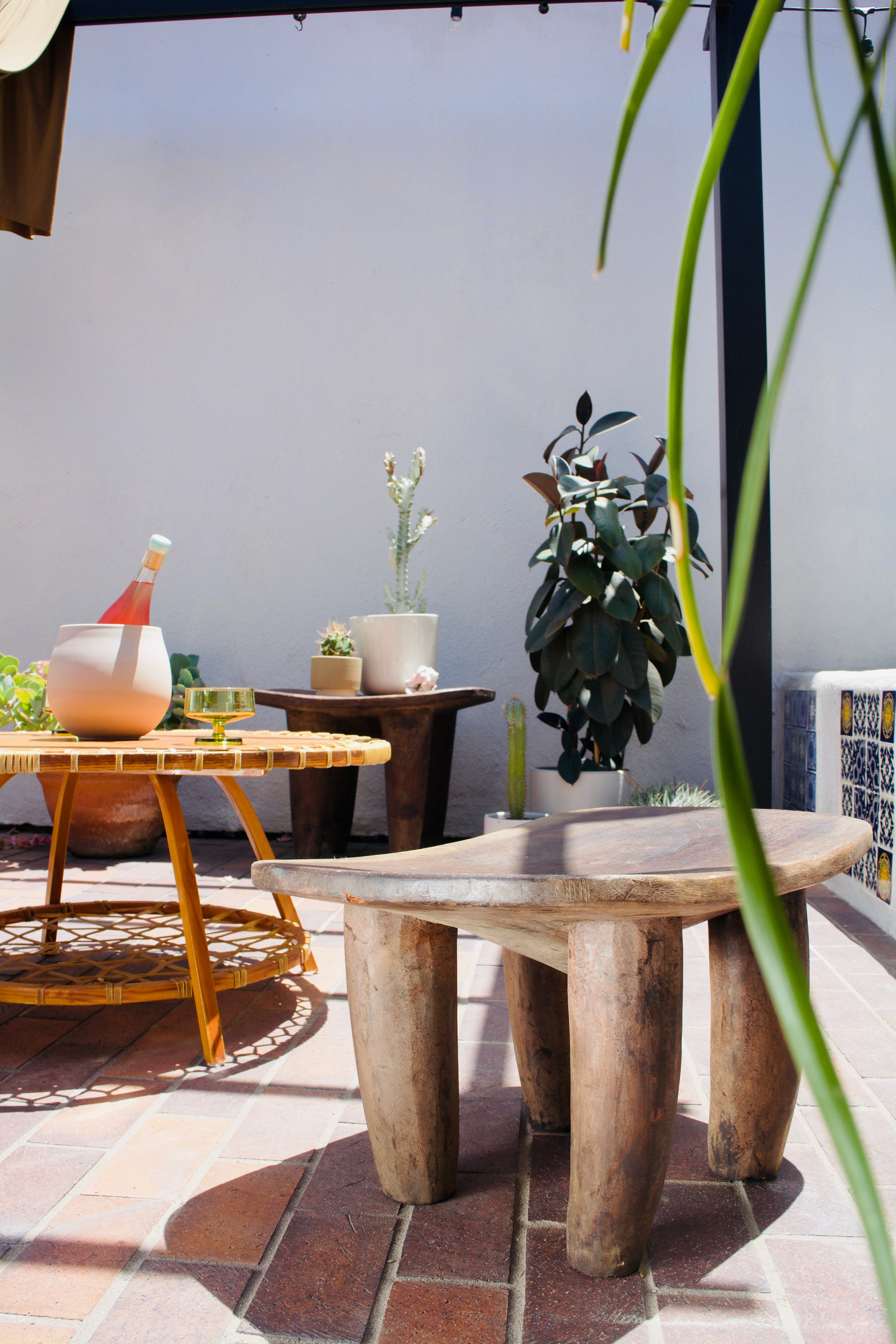 Snocraft Snowshoe Coffee Table 1970s, Oak and Rawhide