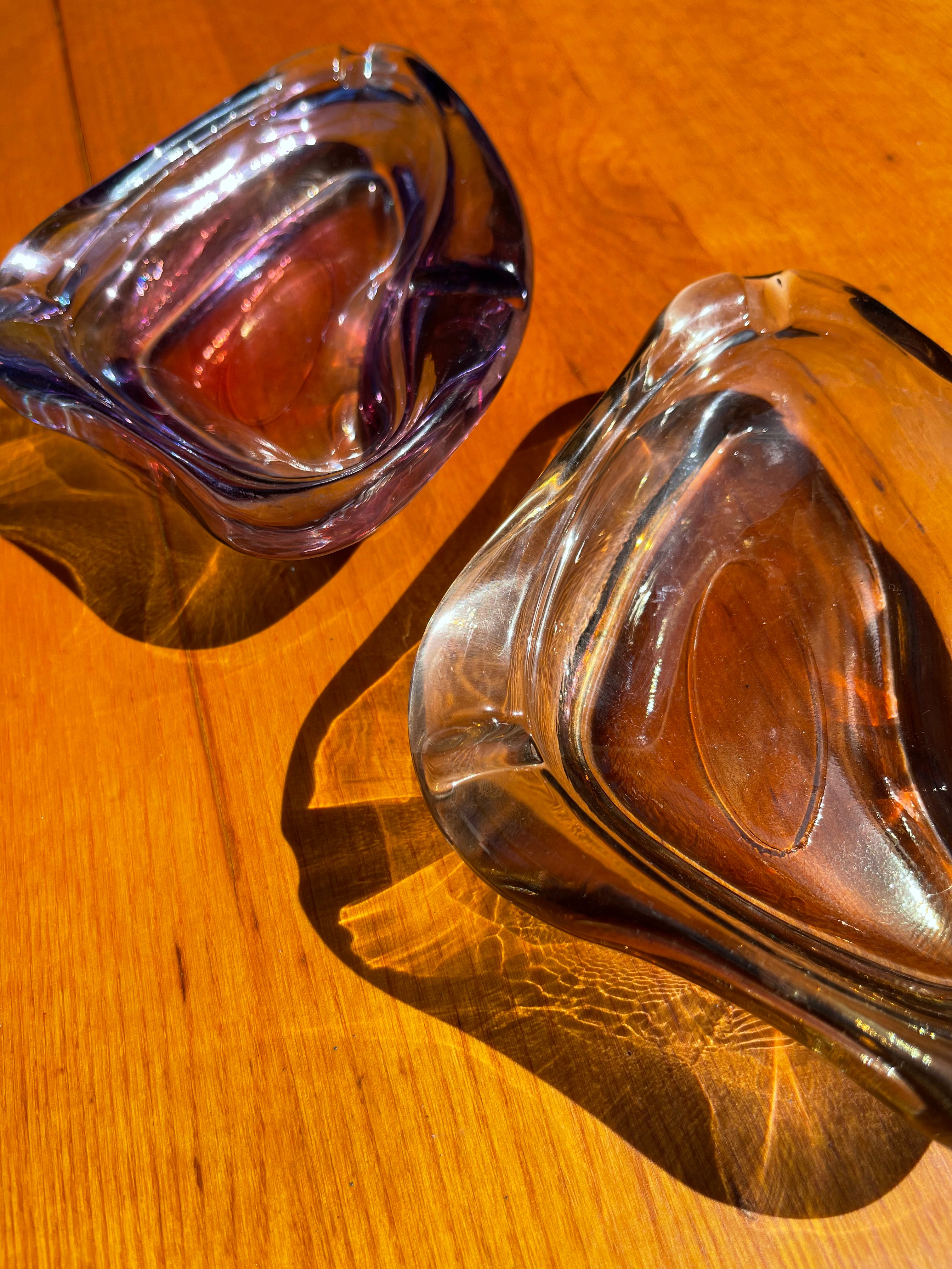 Anchor Hocking Lustre Glass Ashtray • Swedish Vintage 1970 • Brown