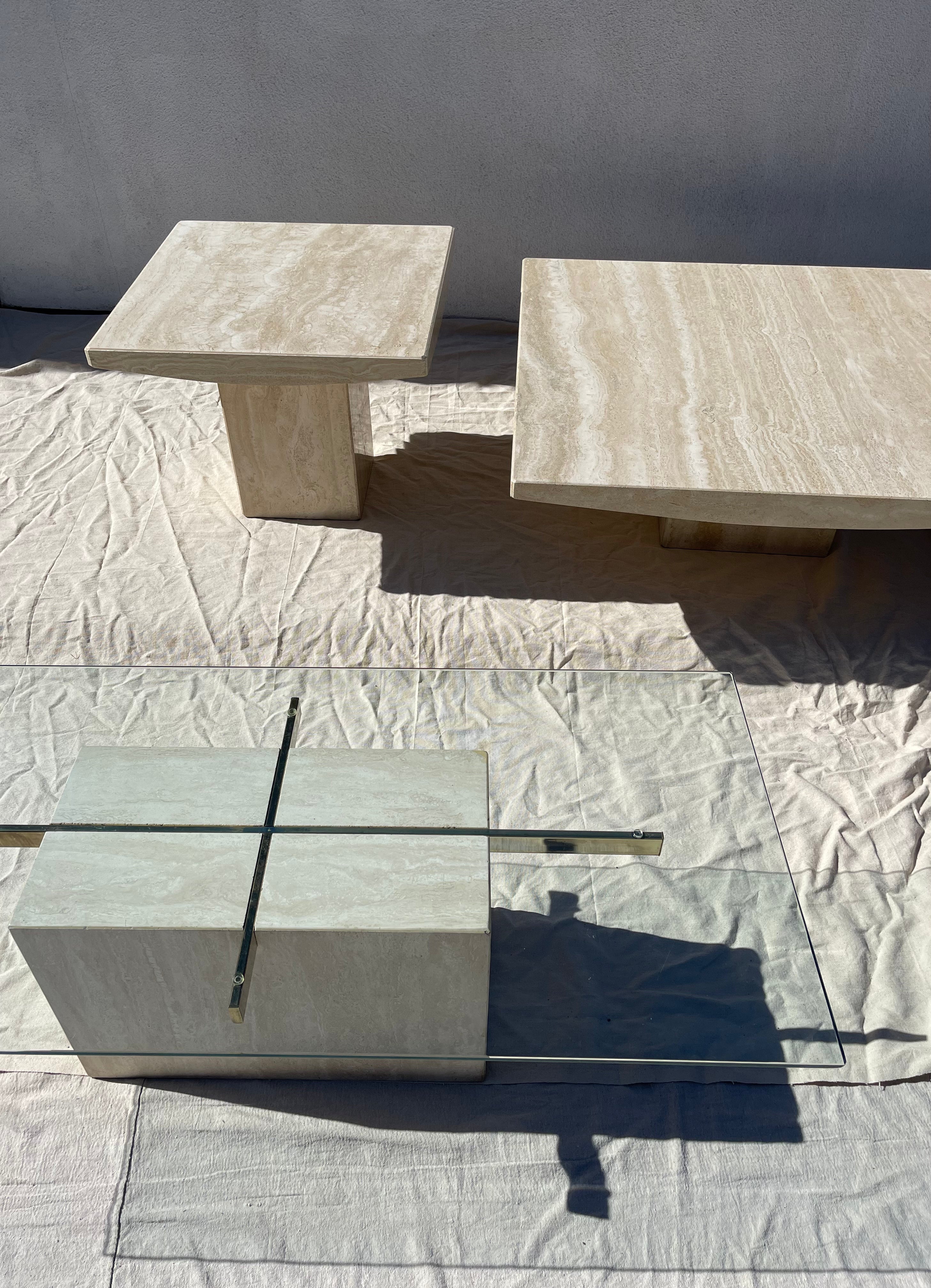 Vintage Italian Travertine End Table