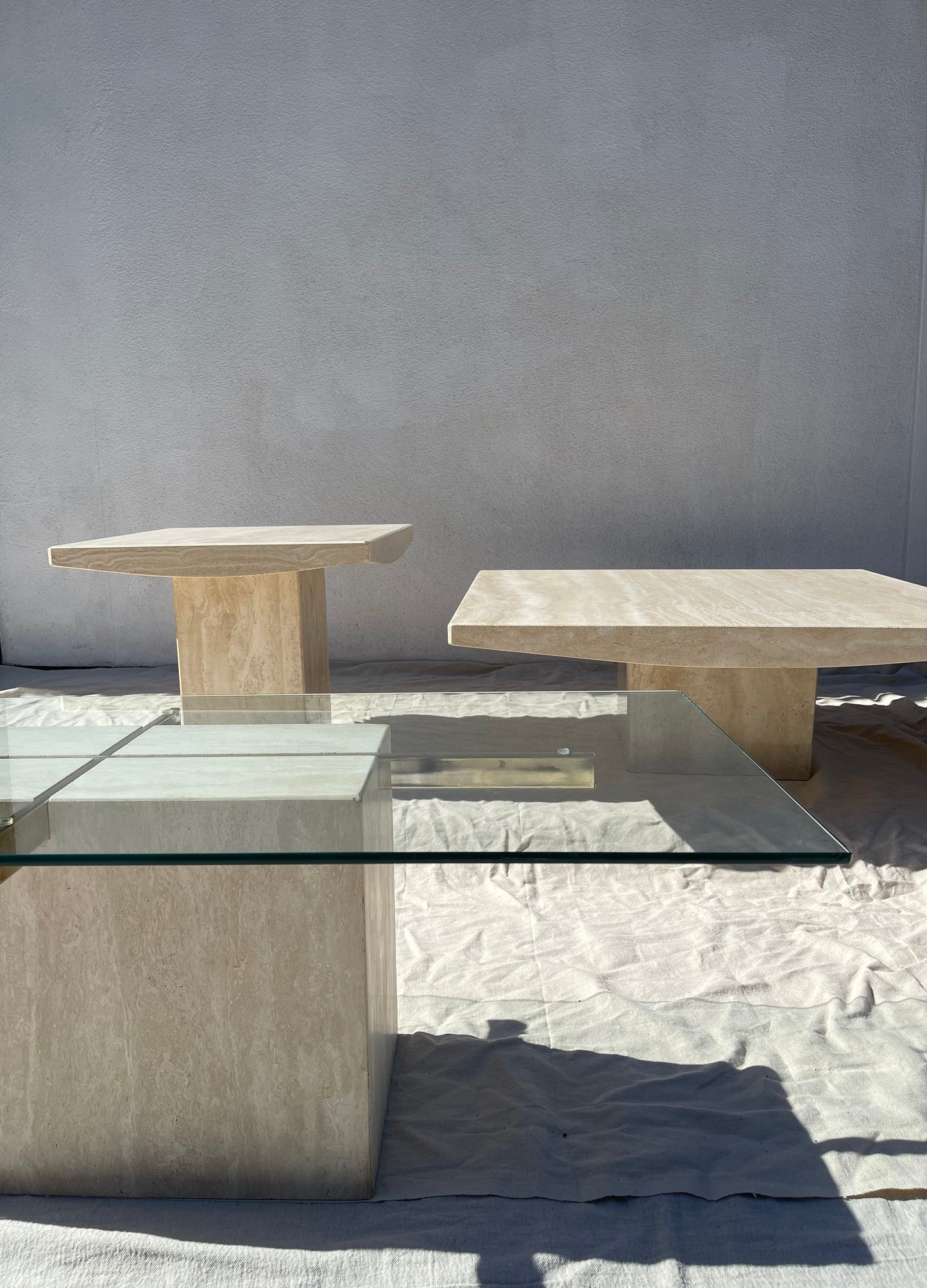 Vintage Italian Travertine End Table