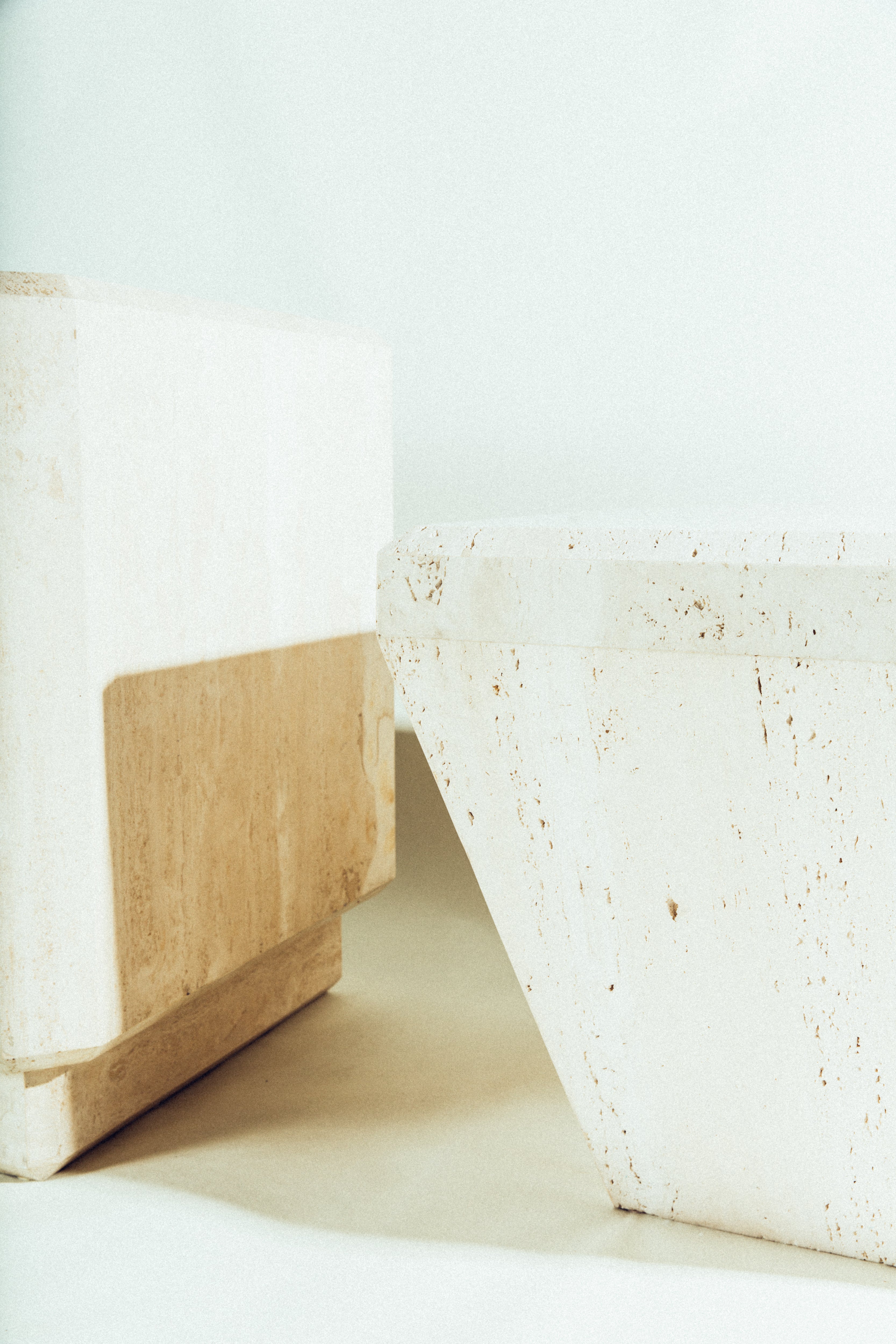 Travertine Sculptural Diamond/Pedestal⁠ ⁠• Italian ⁠• Vintage