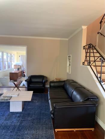 Mid Century Custom Built Black Sofa & Lounge Chair Set