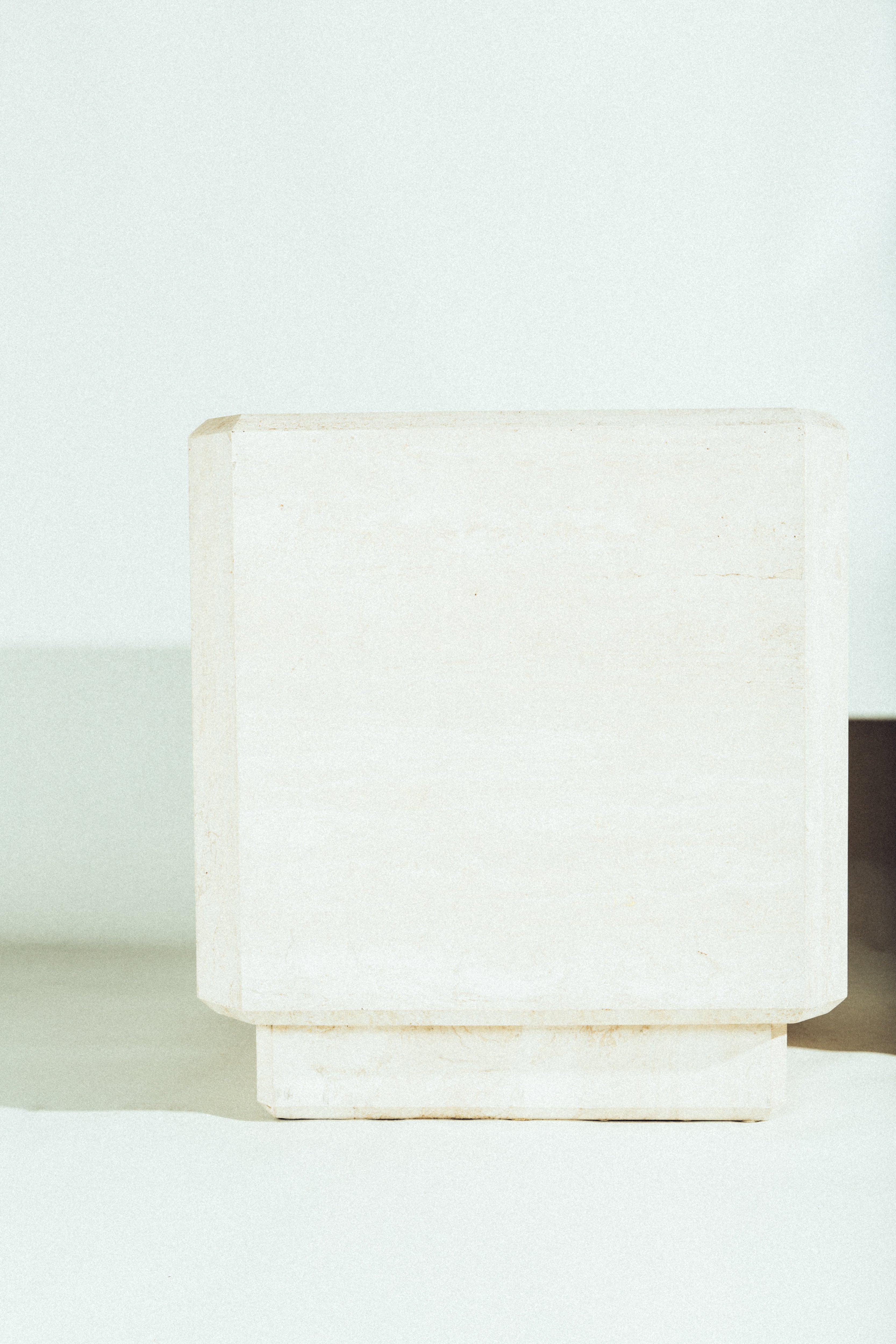 Travertine Sculptural Cube/Pedestal⁠ • Italian • Vintage