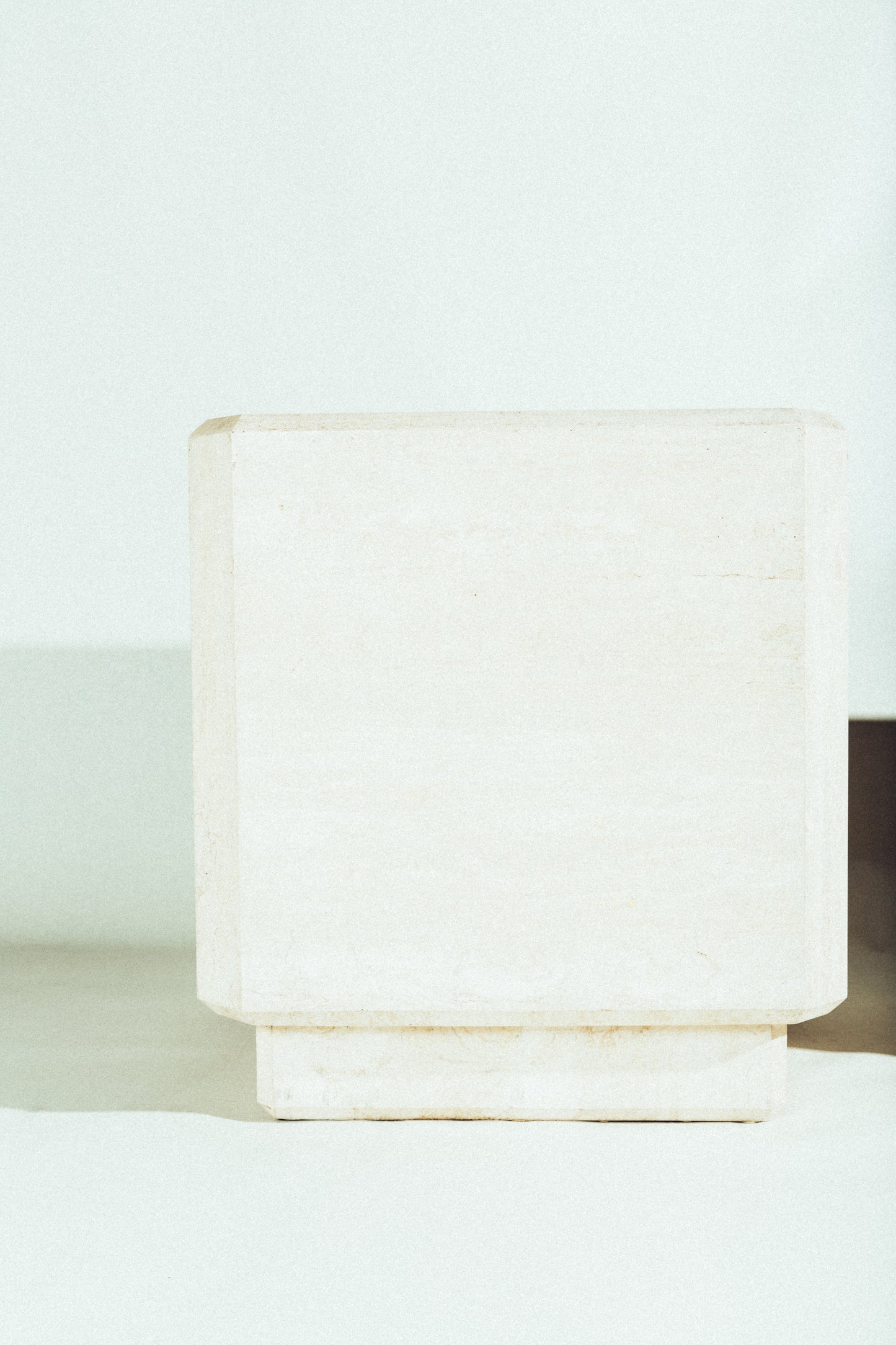 Travertine Sculptural Cube/Pedestal⁠ • Italian • Vintage