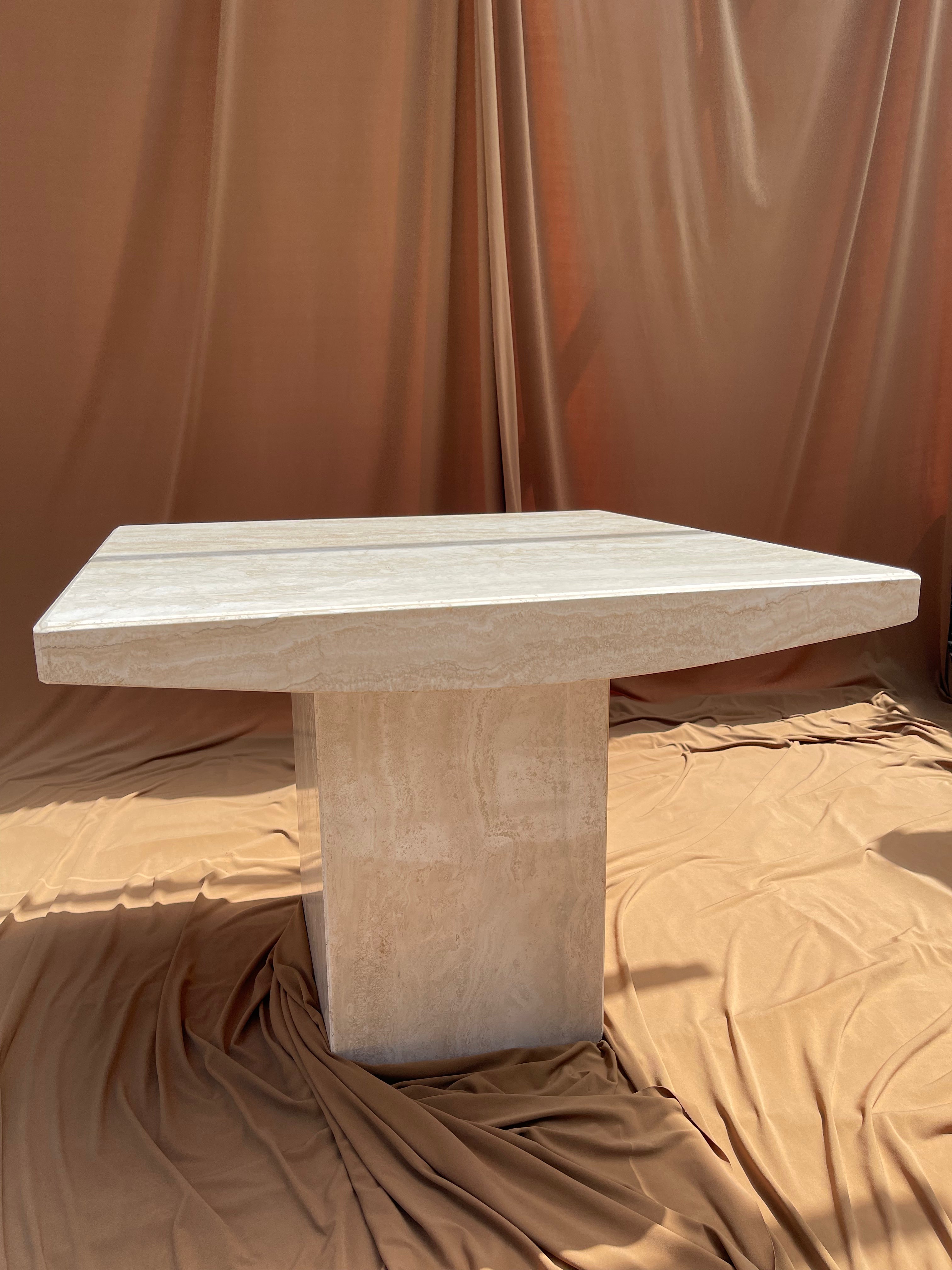 Vintage Italian Travertine End Table