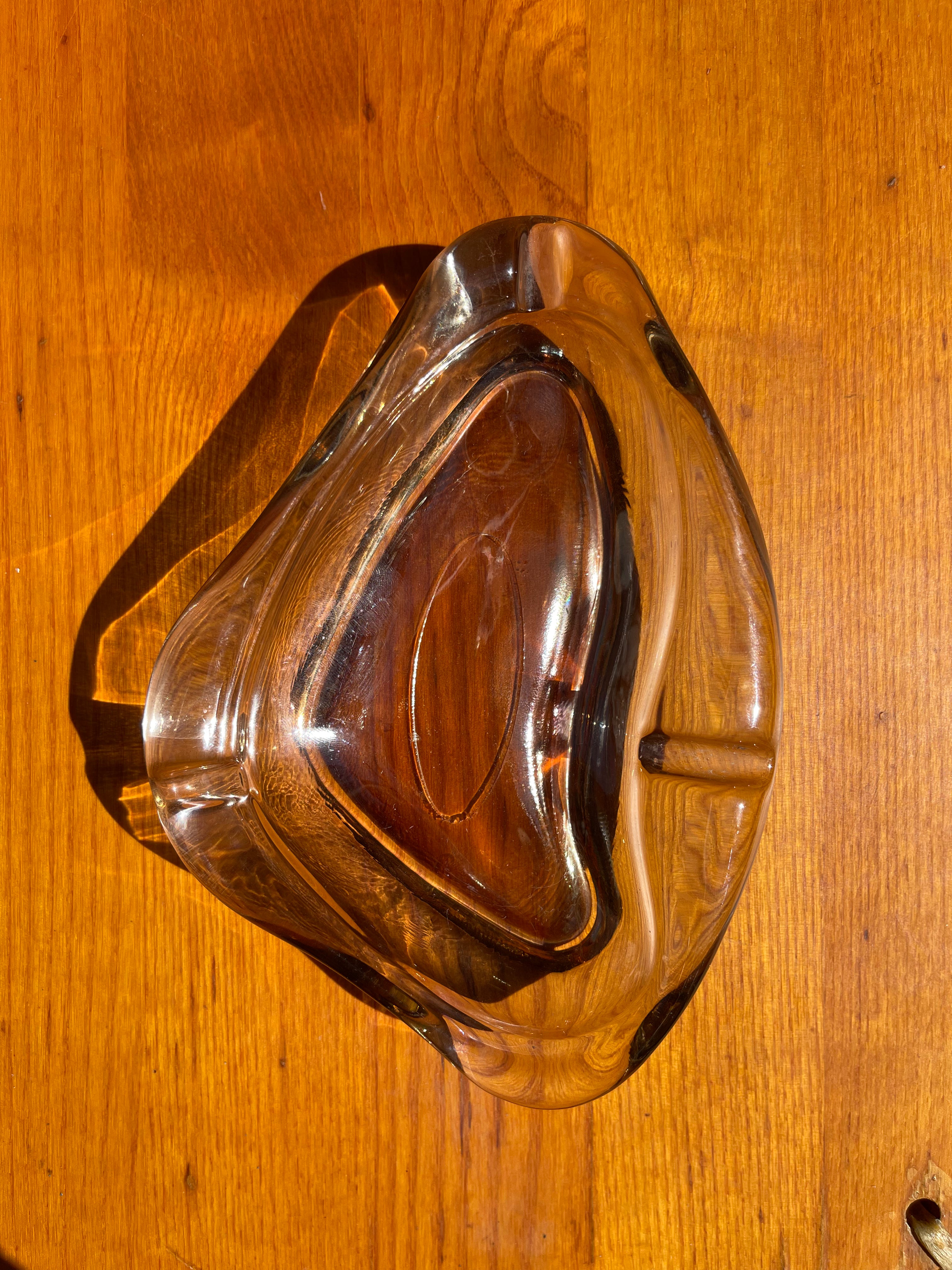 Anchor Hocking Lustre Glass Ashtray • Swedish Vintage 1970 • Brown