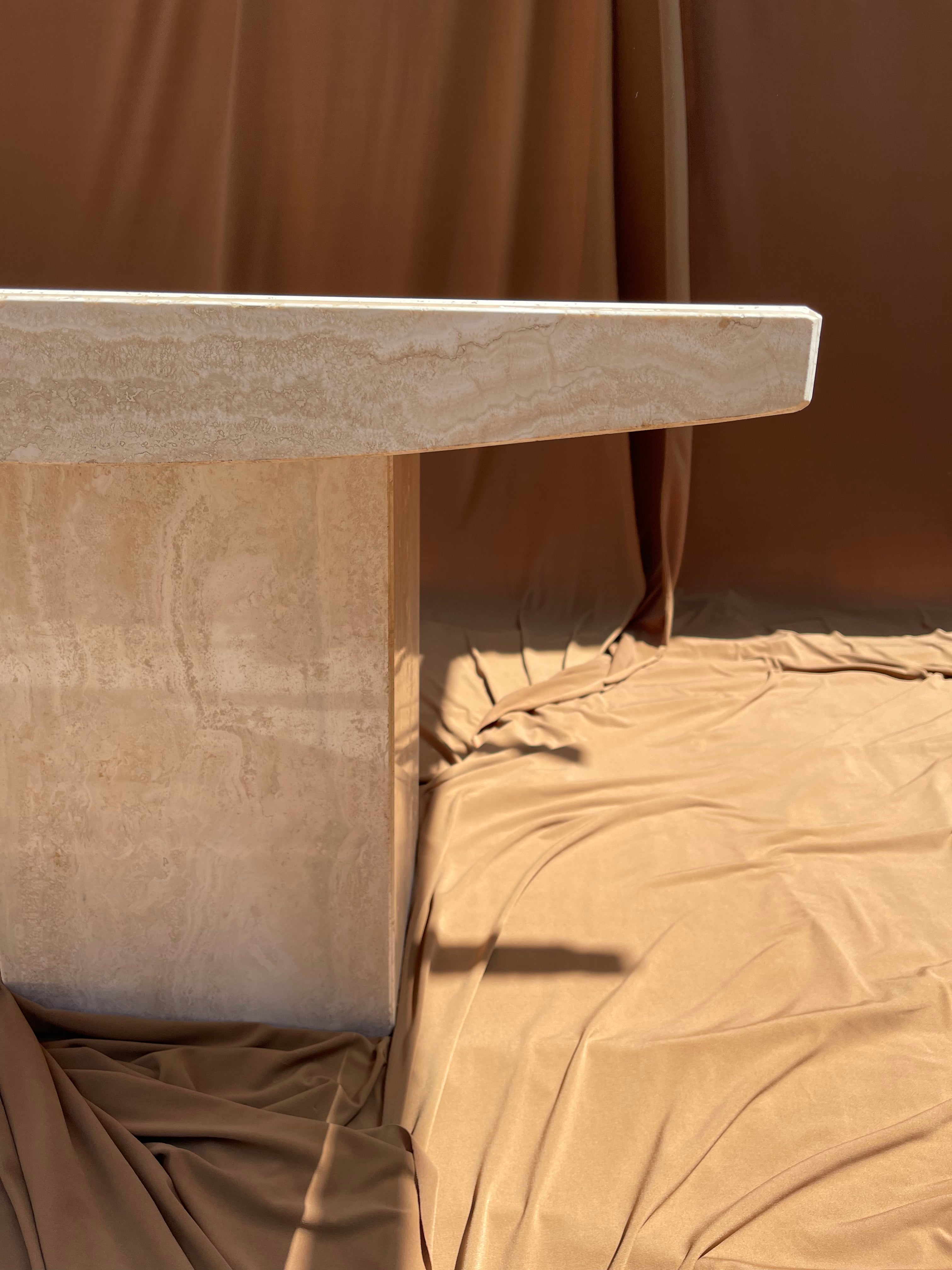 Vintage Italian Travertine End Table