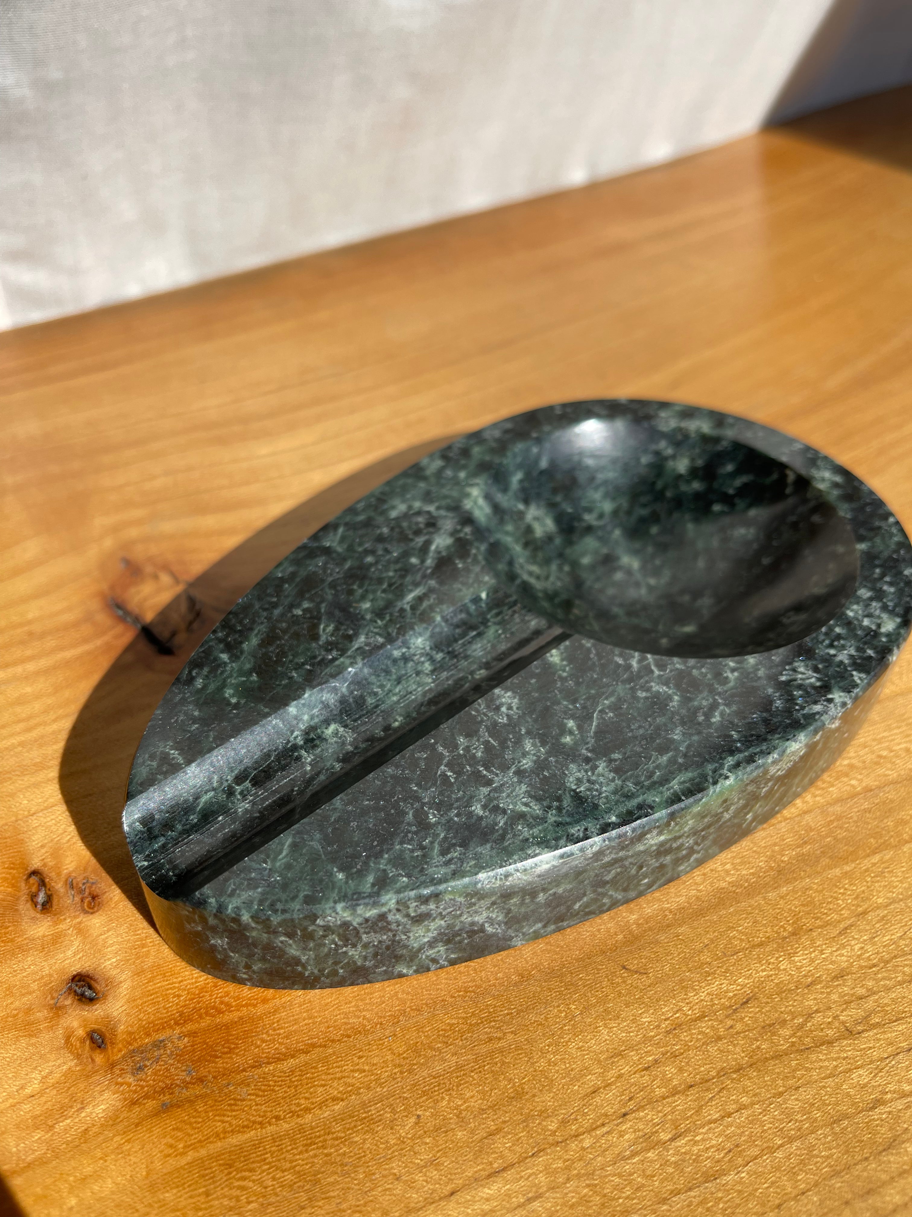 Green Italian Marble Ashtray • Vintage