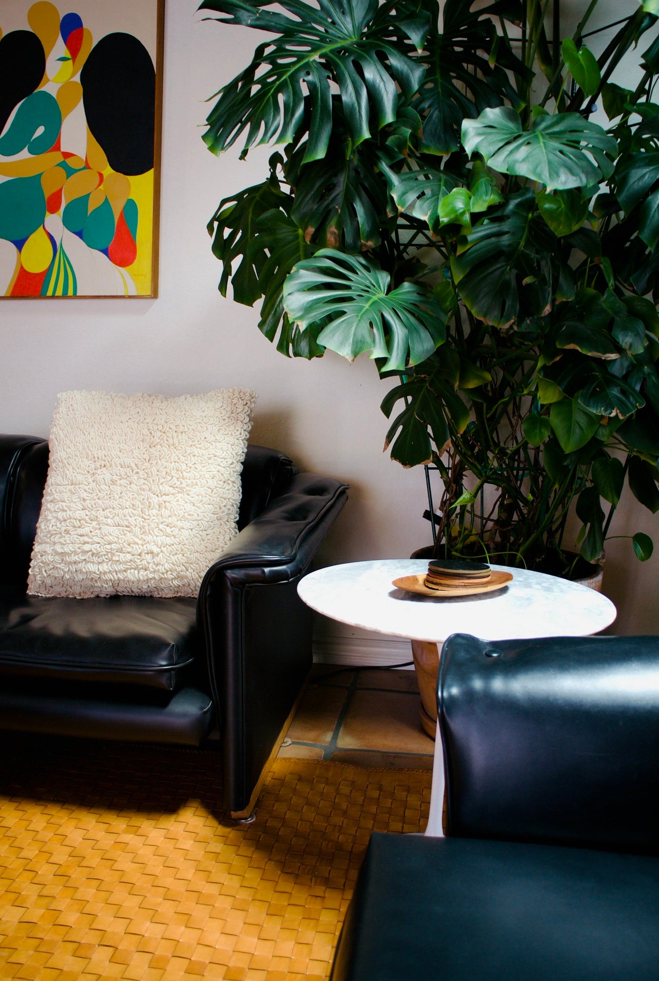 Mid Century Custom Built Black Sofa & Lounge Chair Set