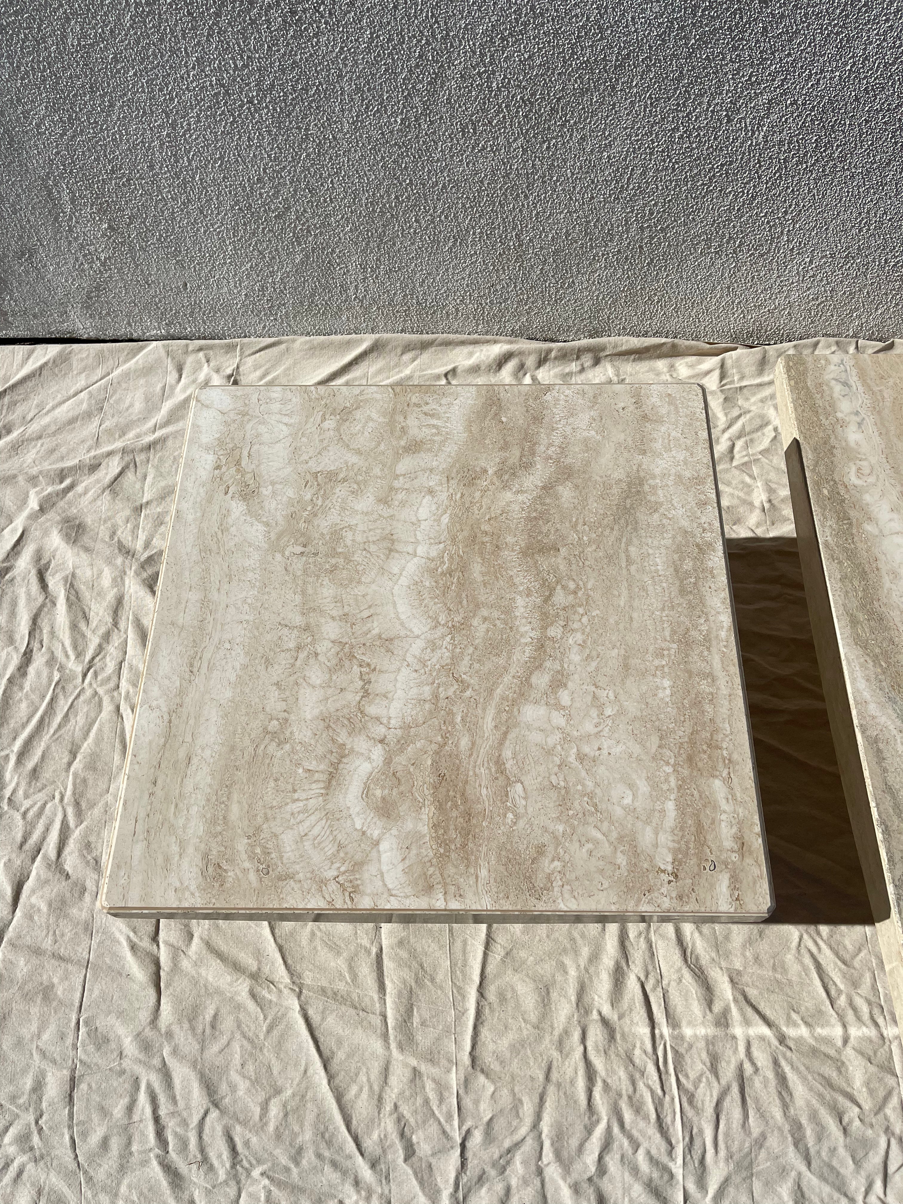 Vintage Italian Travertine End Table